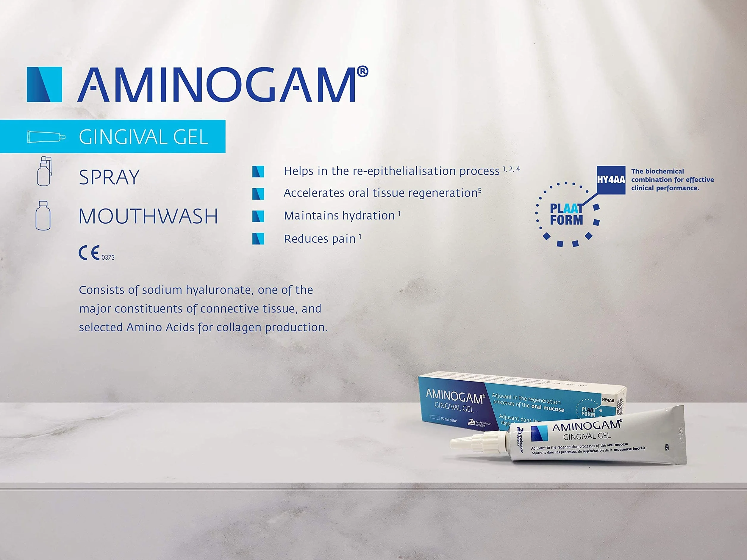 Aminogam - Gel Rigenerante Lesioni Mucosa Orale. con Acido Ialuronico per una guarigione veloce. Dispositivo Medico. 15 ml, 1 millilitro, 1