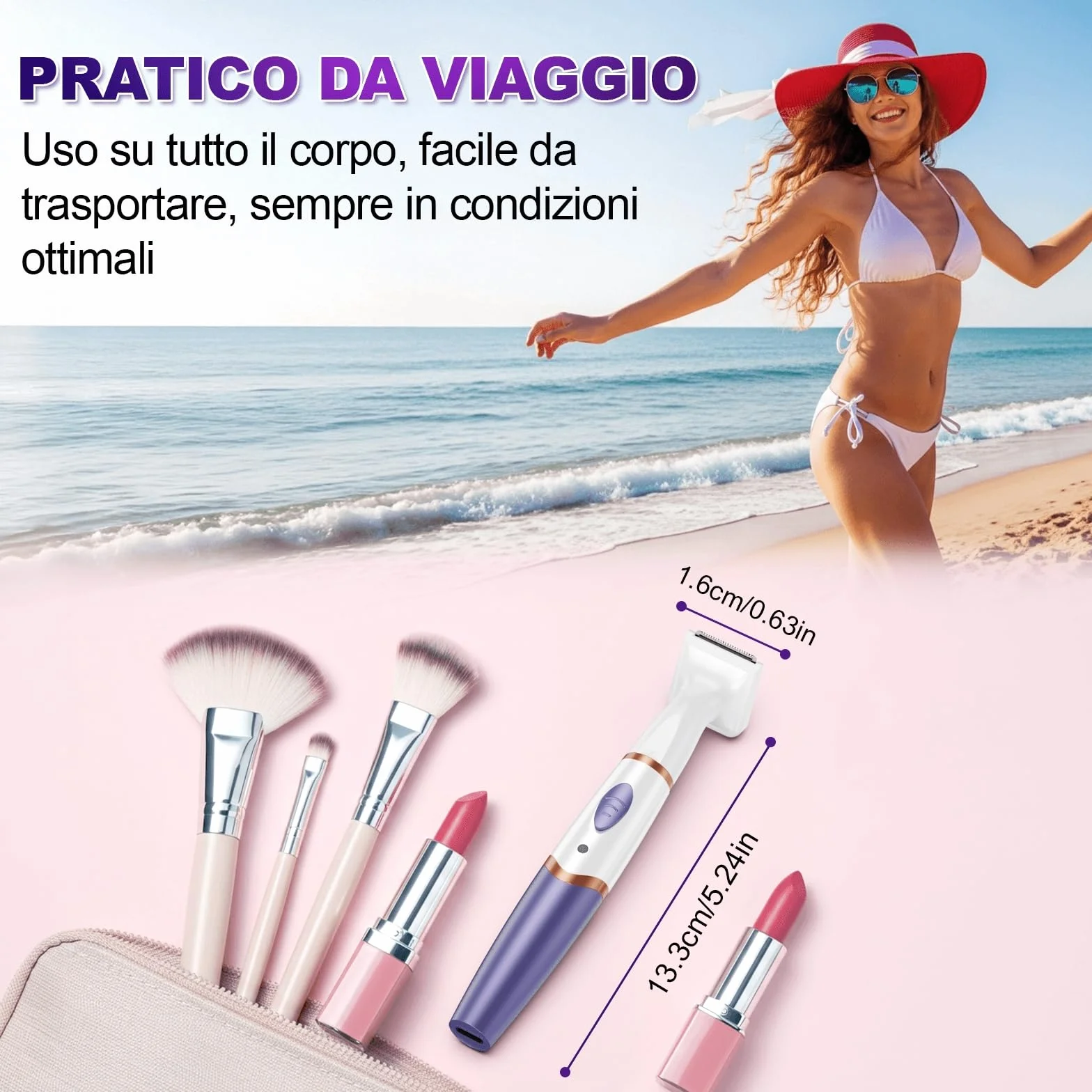 Rasoio Elettrico Donna, 4 in 1 Depilatore Corpo Donna Rasoio Parti Intime Depilatore Viso, Rasoio Intimo Rasoio Elettrico Corpo Epilatore Elettrico Capelli per Viso, Corpo