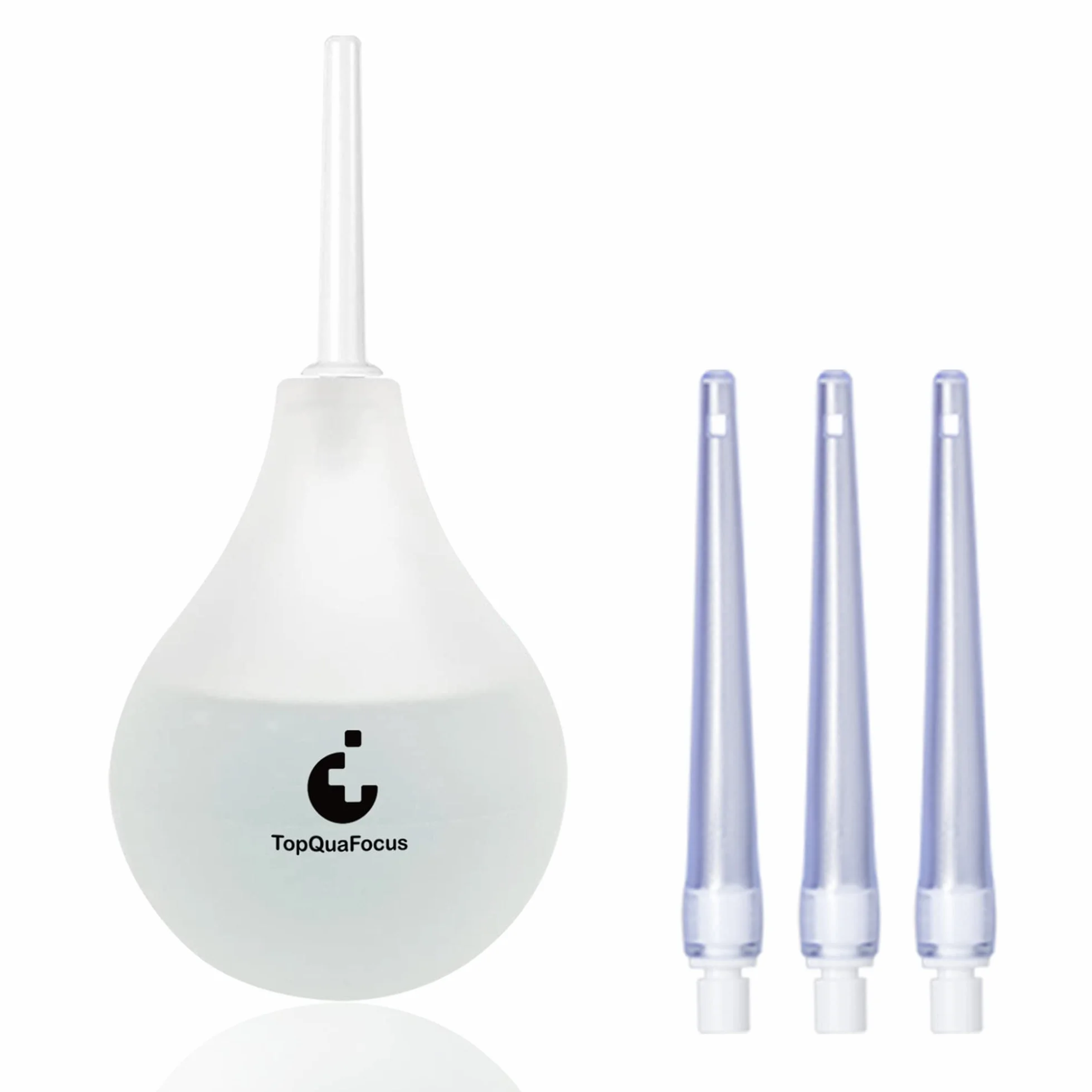TopQuaFocus 8 oz Enema Bulb Kit anale e vaginale Douche Bulb per gli uomini sistema di risciacquo Enemas Silicone Bulb 4 punte sostituibili (trasparente)