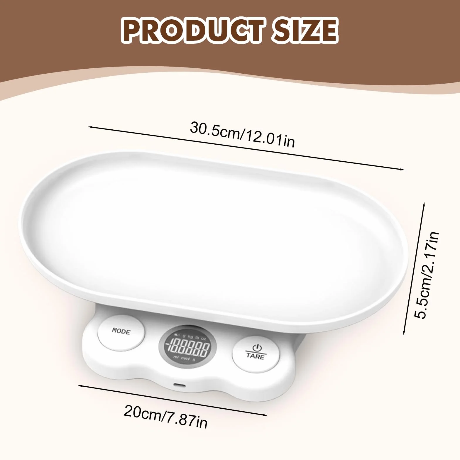 Bilancia digitale per animali domestici 15 kg ±1 gram con display LCD e vassoio rimovibile