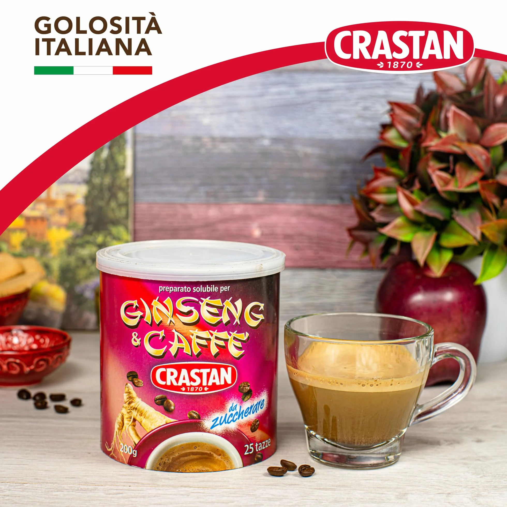 Crastan Ginseng & Caffè Preparato Solubile 50 Tazze 2 Barattoli 200 gr
