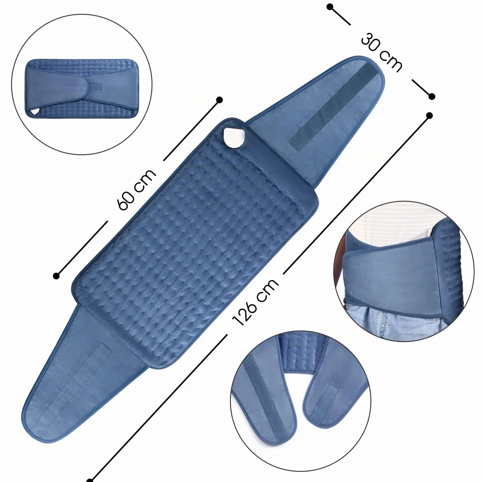 Termoforo Elettrico OneAmg 126x30cm Termoforo Lombare con 6 Livelli di Temperatura e Spegnimento Automatico Riscaldamento Rapido Lavabile Cuscino Termico Elettrico Per Schiena Spalle Addome Blu