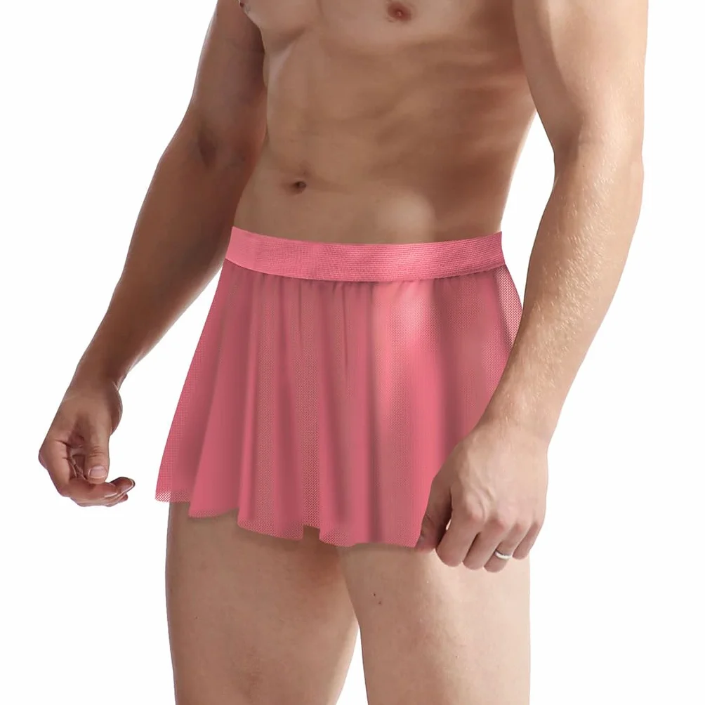 Bommi Fairy Mutandine sexy da uomo Sissy Knickers Mesh Slip stretch vita bassa gonna piatta Hot Dress biancheria intima