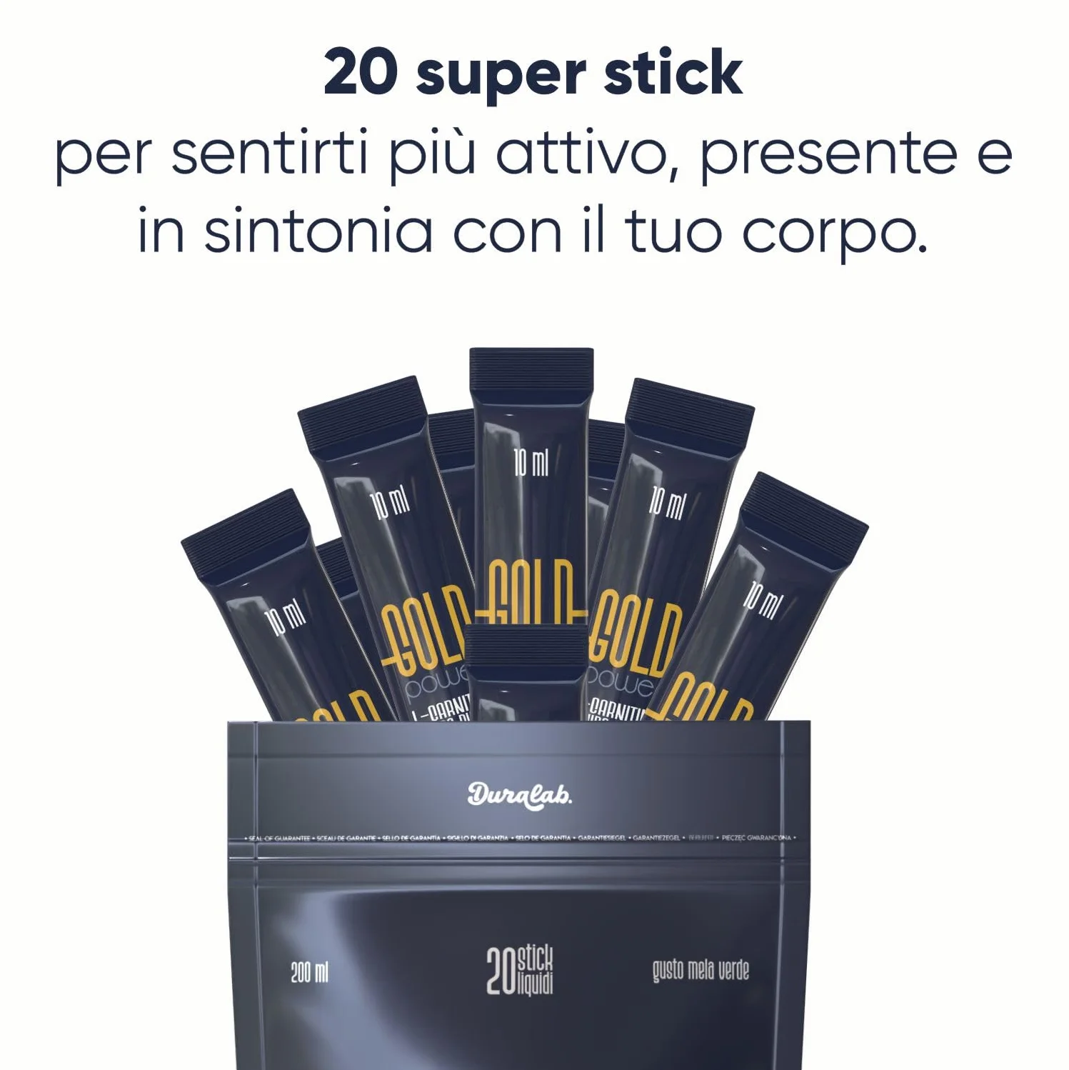 GOLD POWER Integratore Uomo con Maca 200 ml, Muira Puama, Cordyceps, Rhodiola, Schisandra, L-Carnitina Made in Italy – Supporto Energia, Vitalità e Tono Fisico (1 Pezzo)