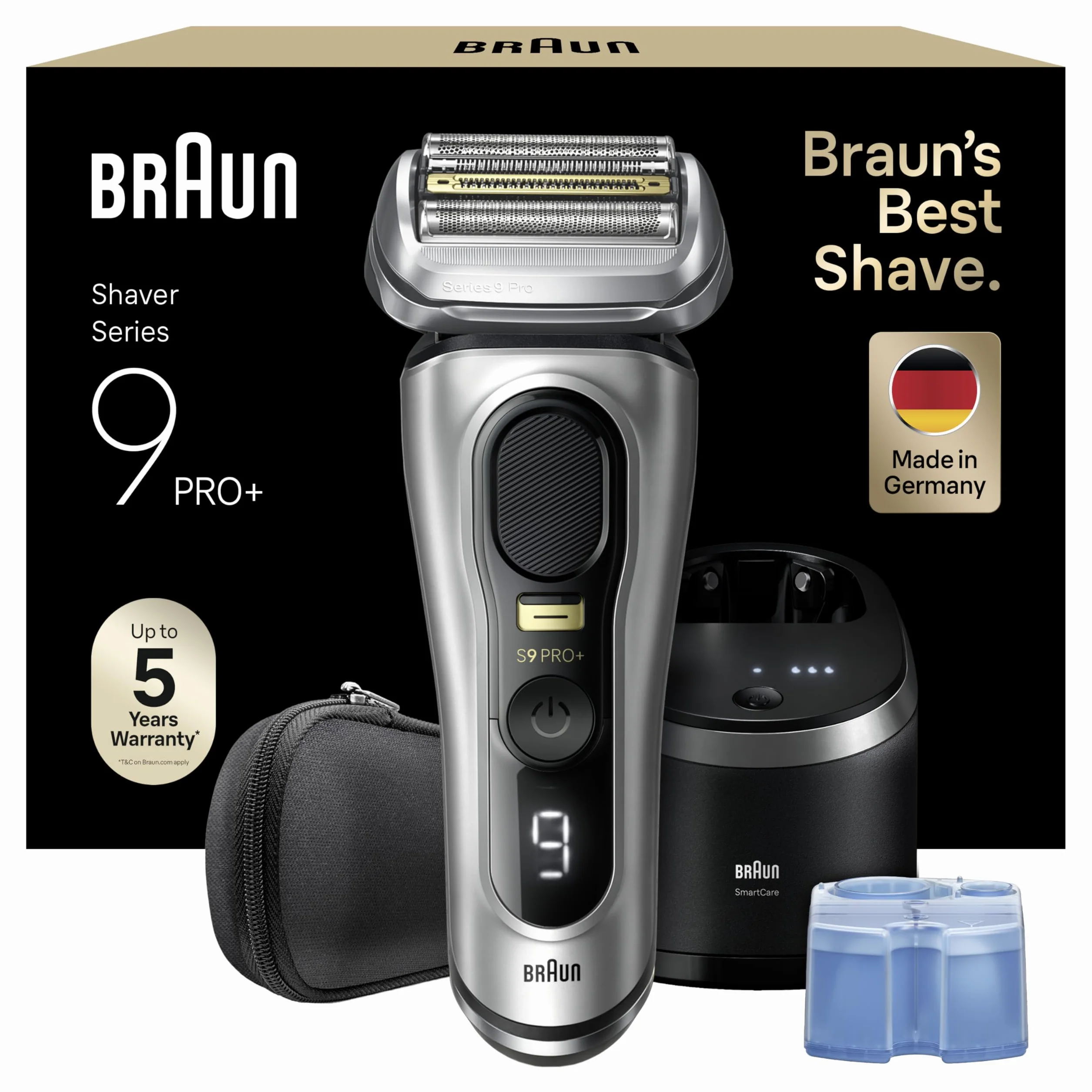 Braun Series 9 PRO+ Rasoio Elettrico Uomo, Impermeabile, Batteria Litio Ion, Serie 9567cc Argento