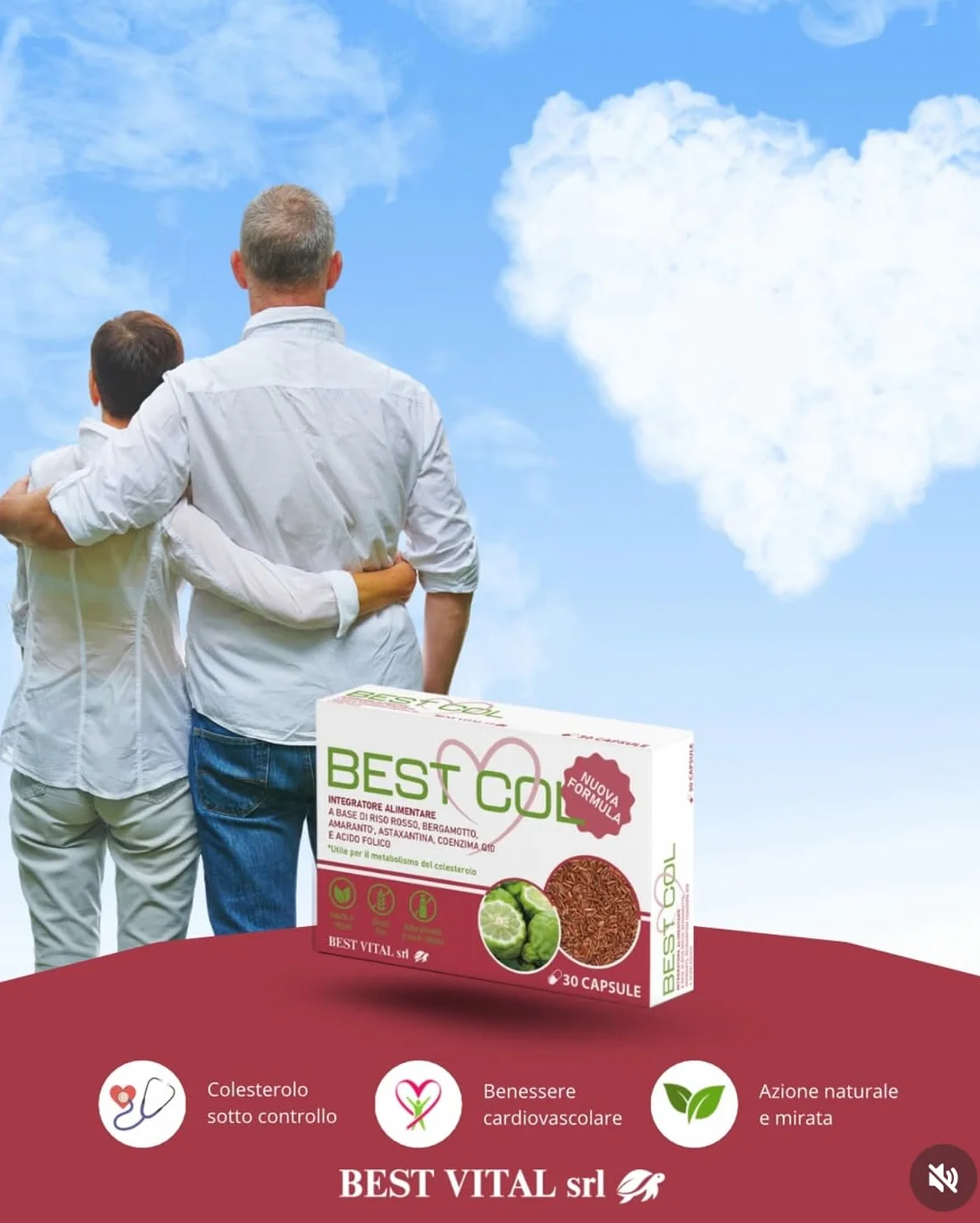 BEST COL Nuova Formula - Integratore Alimentare a Base di Bergamotto, Amaranto, Astaxantina, Coenzima Q-10, Riso Rosso e Acido Folico. 30 capsule