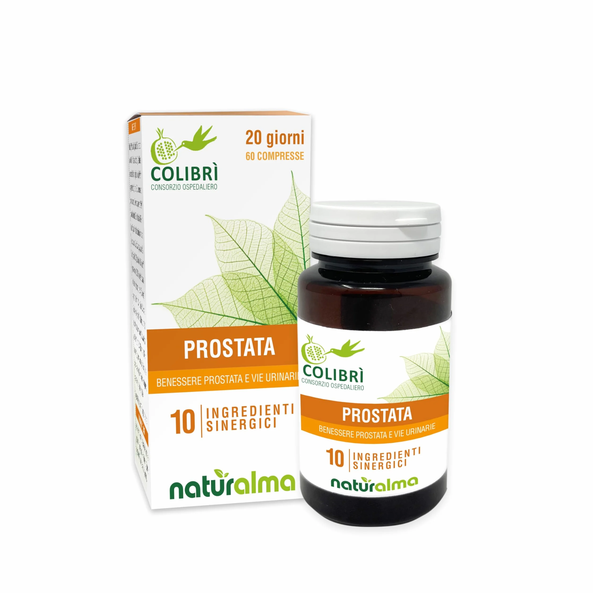 Naturalma Consorzio Colibrì Prostata 60 compresse 1000 mg Integratore alimentare Ortica Epilobio Serenoa Zucca