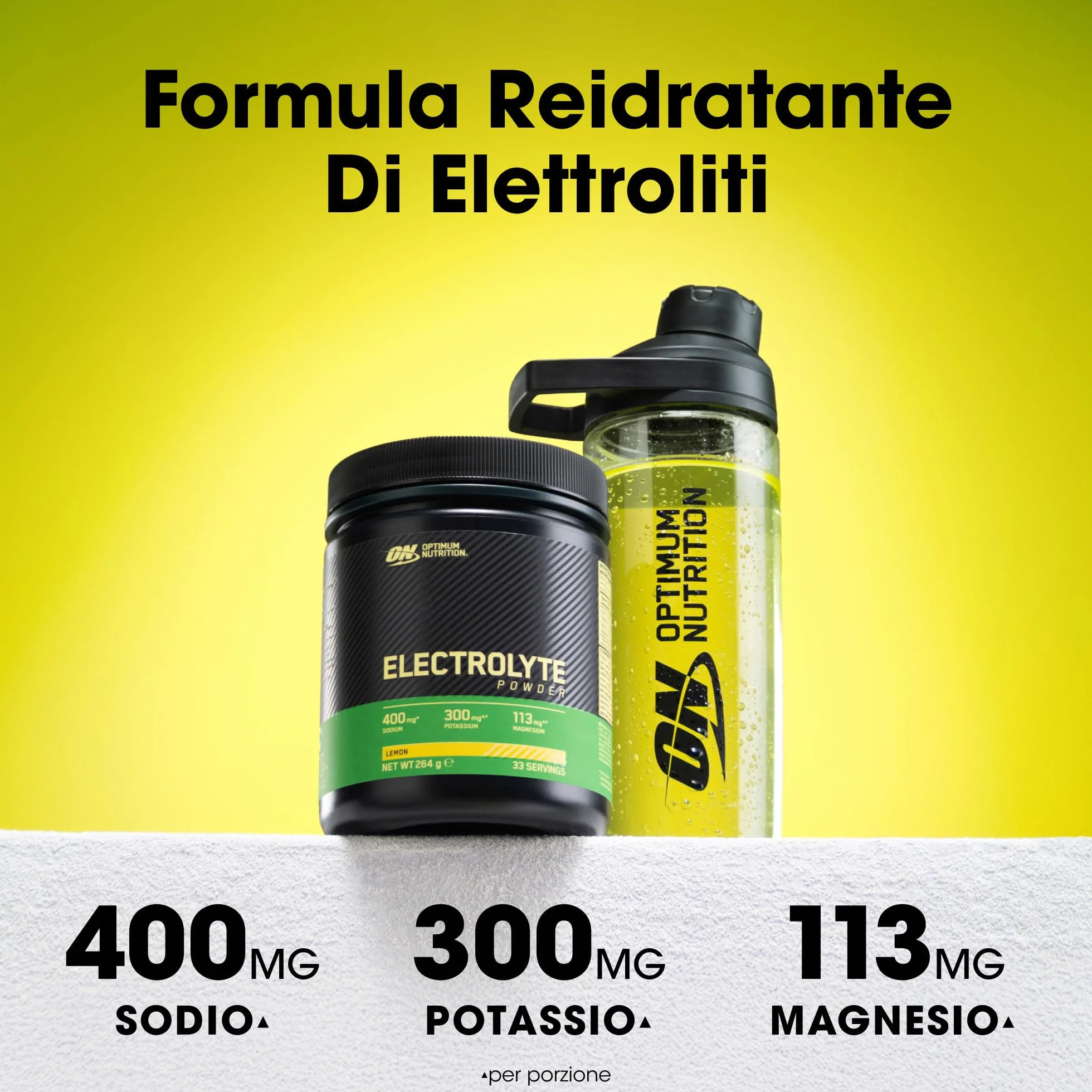 Optimum Nutrition Electrolyte Powder, Integratore di Elettroliti in Polvere, Gusto Limone, 264 g, 33 Porzioni