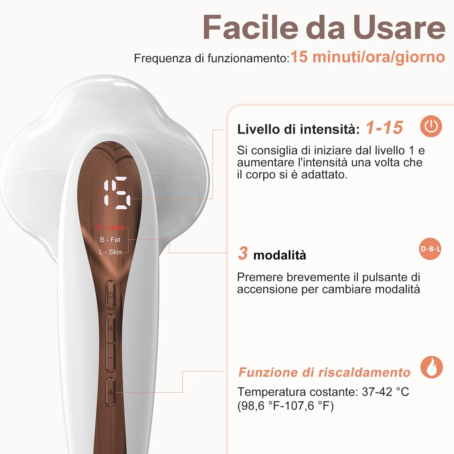 Robofun Massaggiatore Anticellulite Professionale, 3 in 1 Massaggiatore Anticellulite Elettrico con 15 Livelli & 3 Modalità e Riscaldamento di Lavoro Unisex per Vita, Braccia, Vita, Glutei