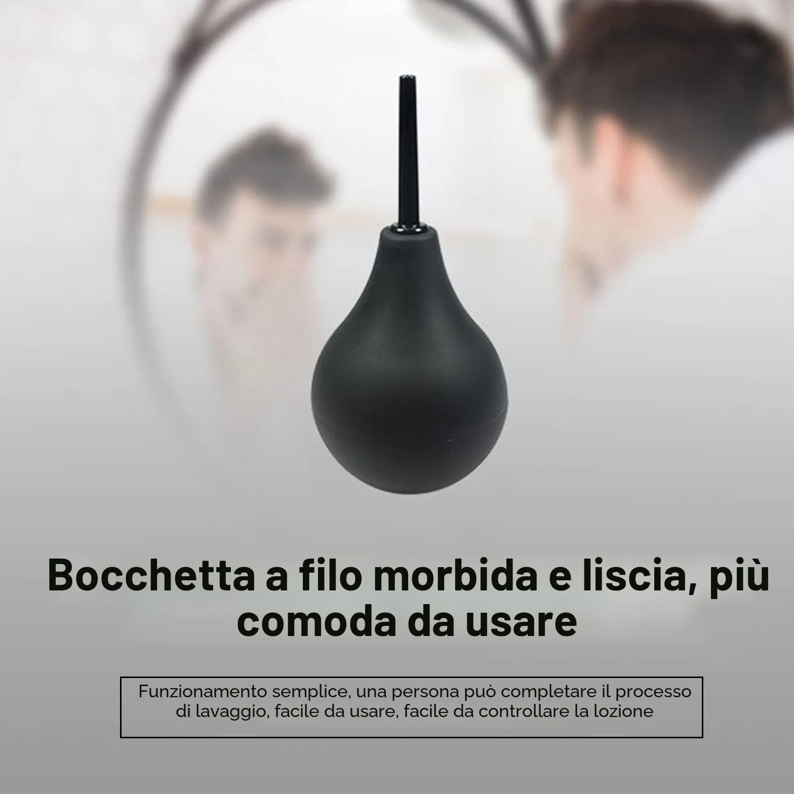Doccia per clistere in silicone riutilizzabile 160 ml nero 15,5 x 7 cm