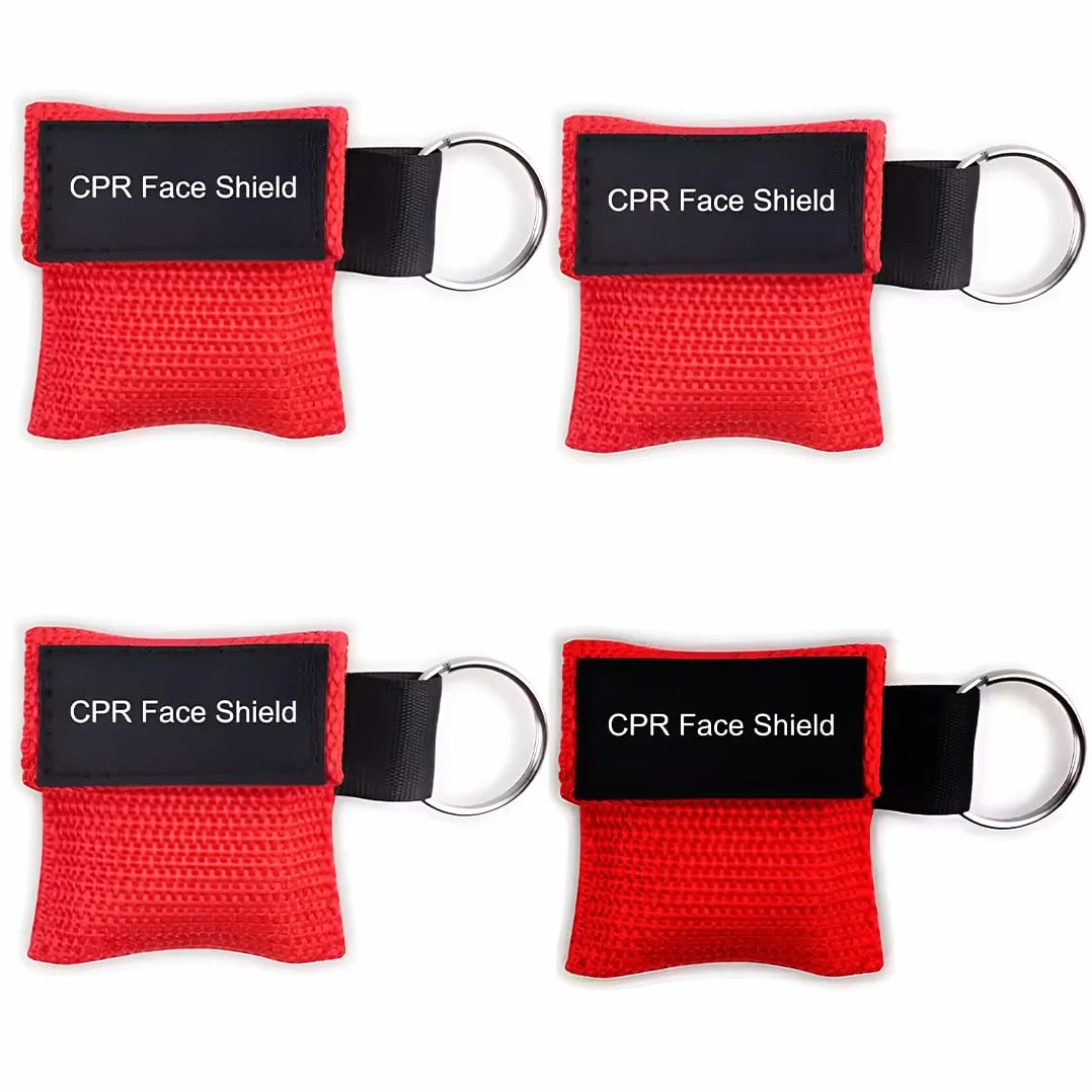 Pocket Mask Primo Soccorso con Barriera di Respirazione a Valvola a Senso Unico, 4 Pezzi