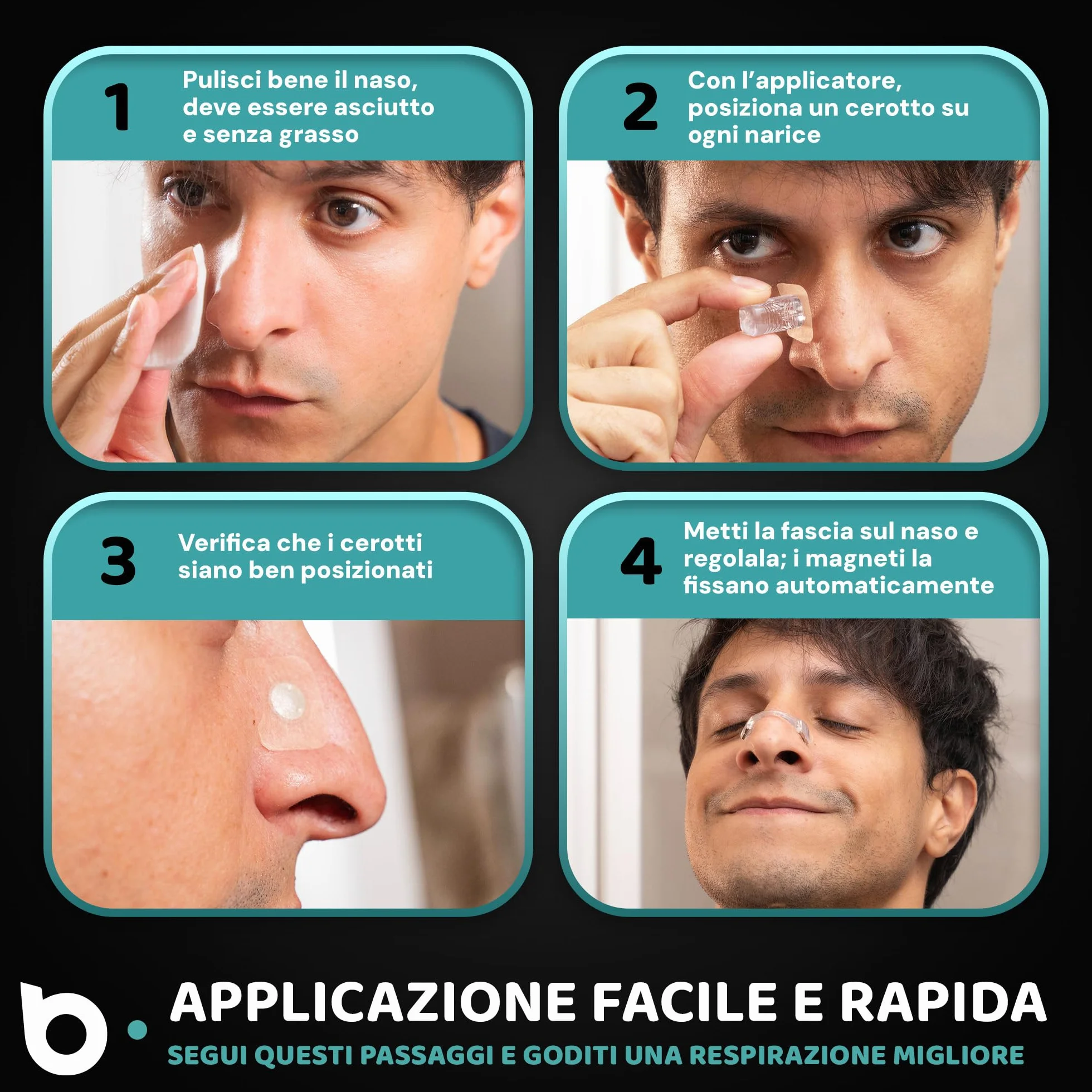 Cerotti Nasali Magnetici PRO Edition Megapack 120 Antirussamento Dilatatore Nasale