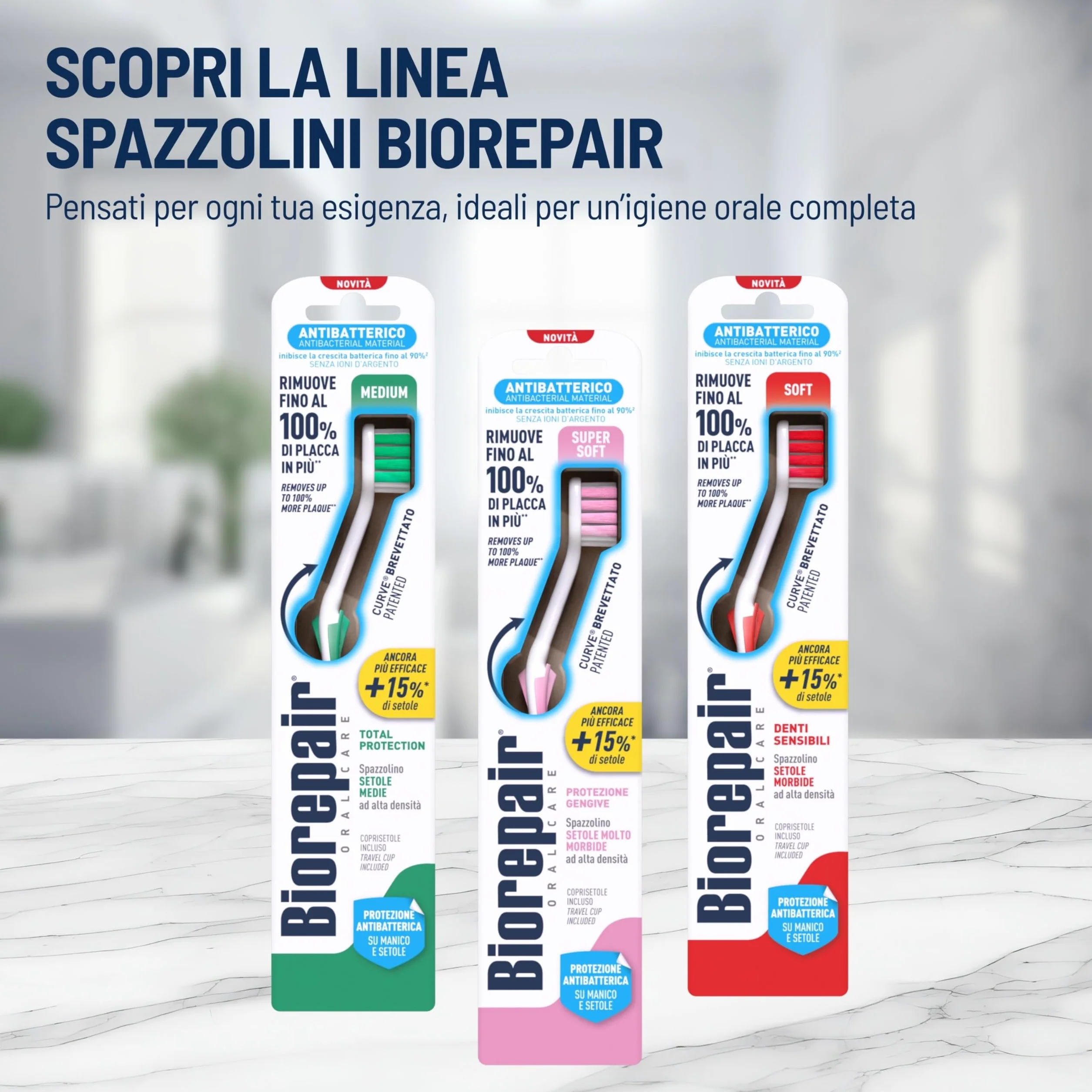 Biorepair Spazzolino MEDIUM Total Protection Setole Medie Ad Alta Densità Antibatterica