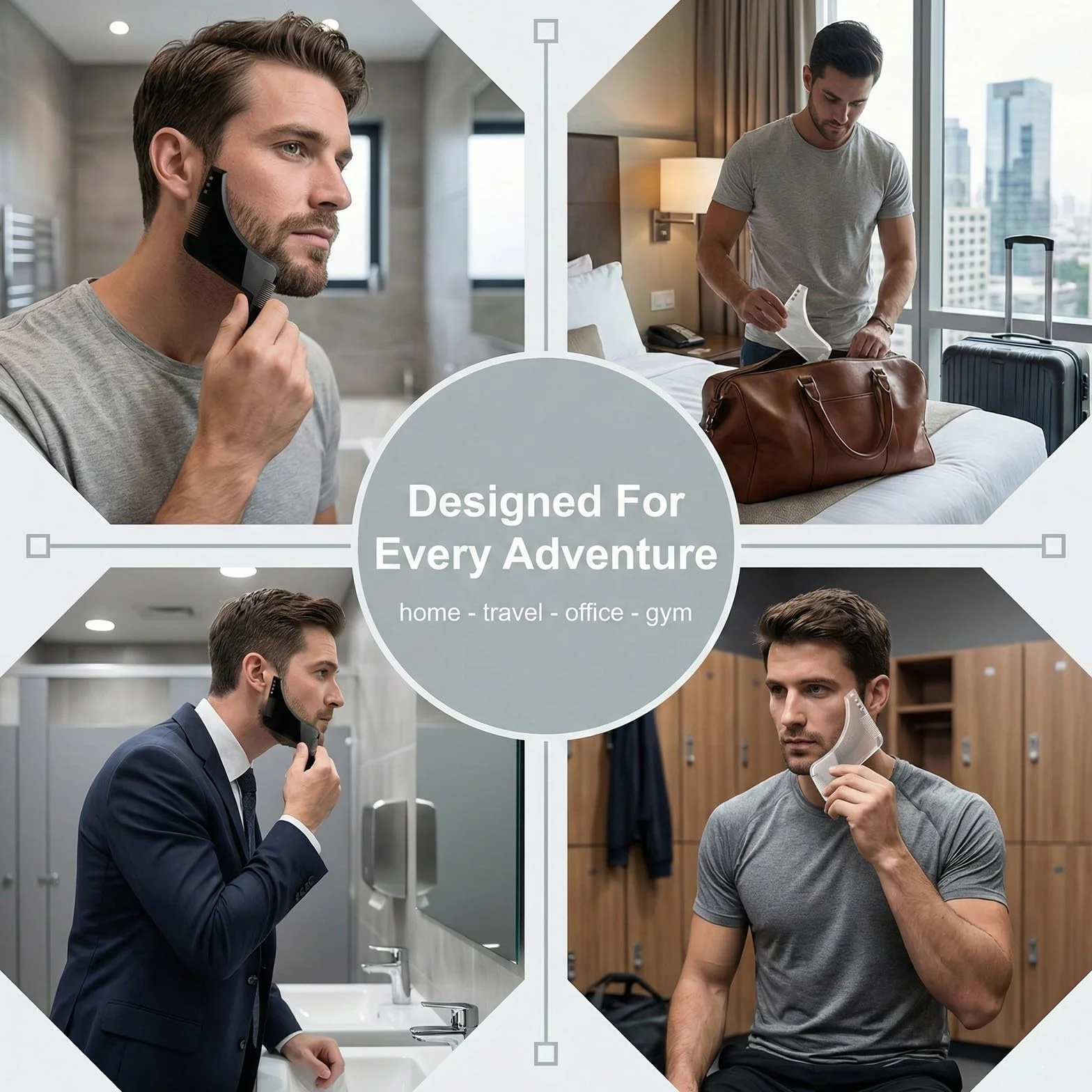 Pettine Barba Uomo Set di 2 Spazzole per Modellare e Scolpire Barbe