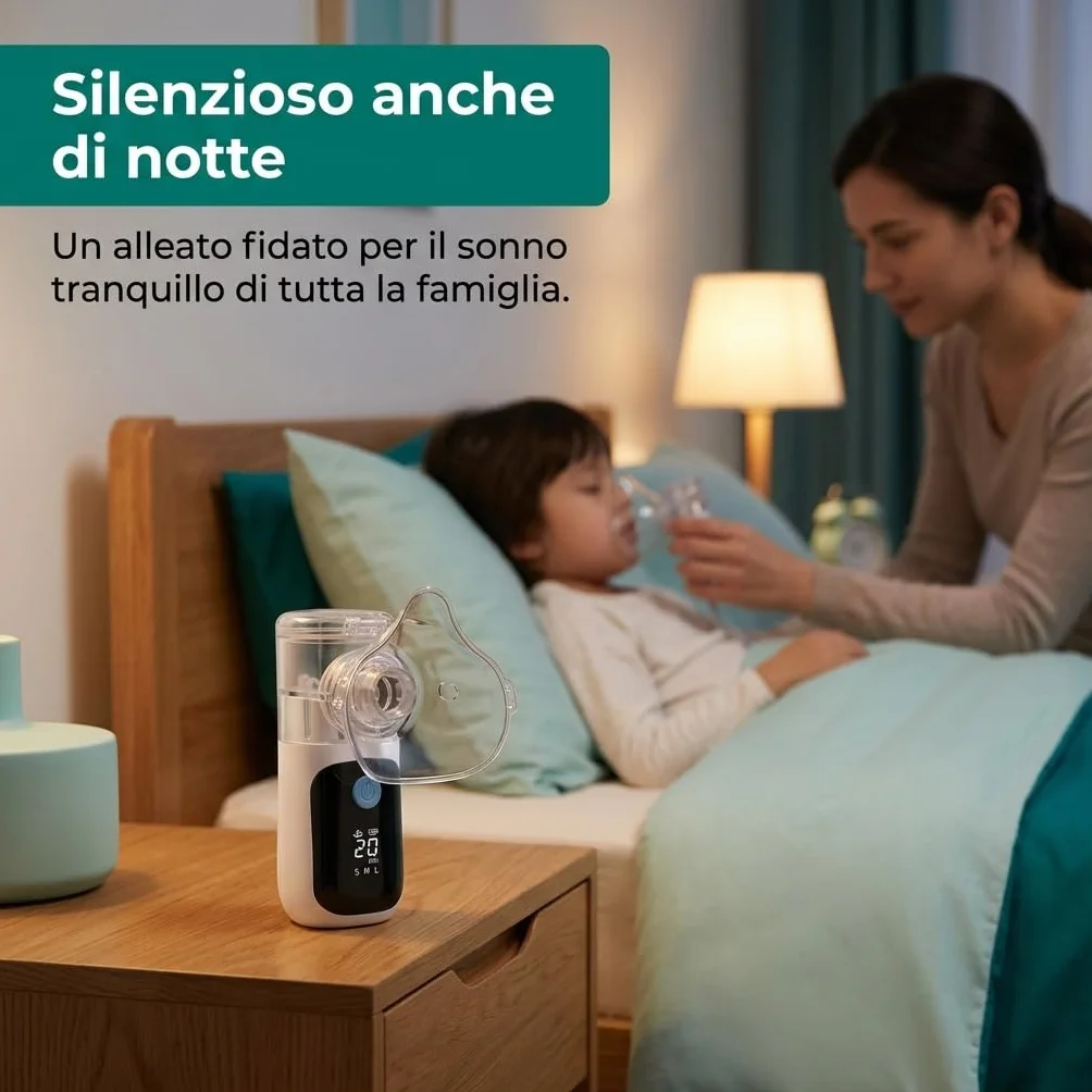Aerosol Portatile Silenzioso USB-C con Batteria Ricaricabile per Adulti e Bambini