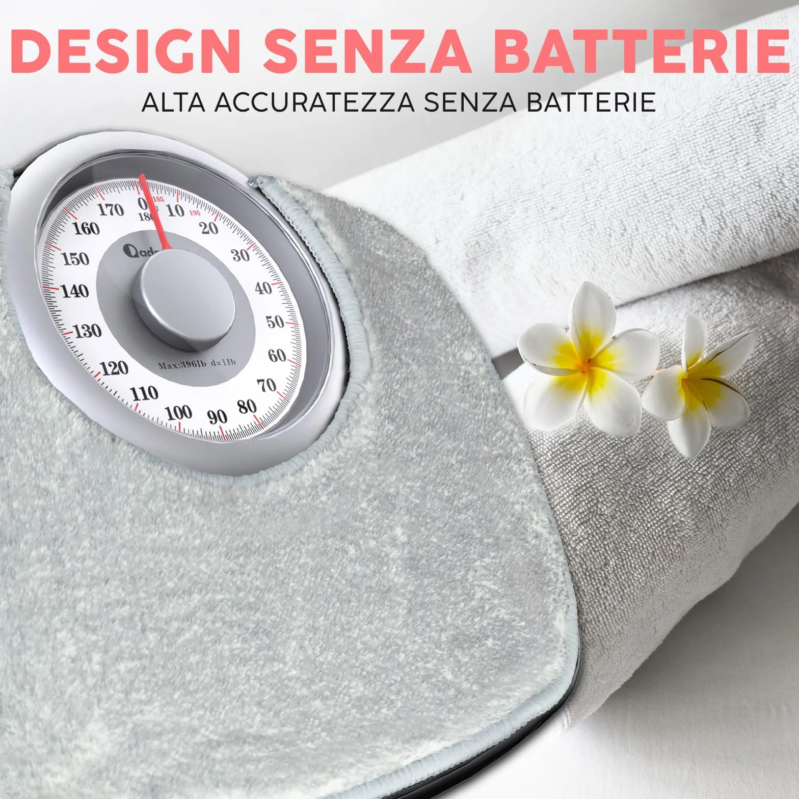 Adamson A25 Bilancia Pesapersone Meccanica, Analogica, Fino a 180 kg, Piedini Anti Scivolo – Durevole, Accurata, Precisa – 20 Anni di Garanzia – Per casa – Camera da Letto e Bagno - Tappeto Grigio