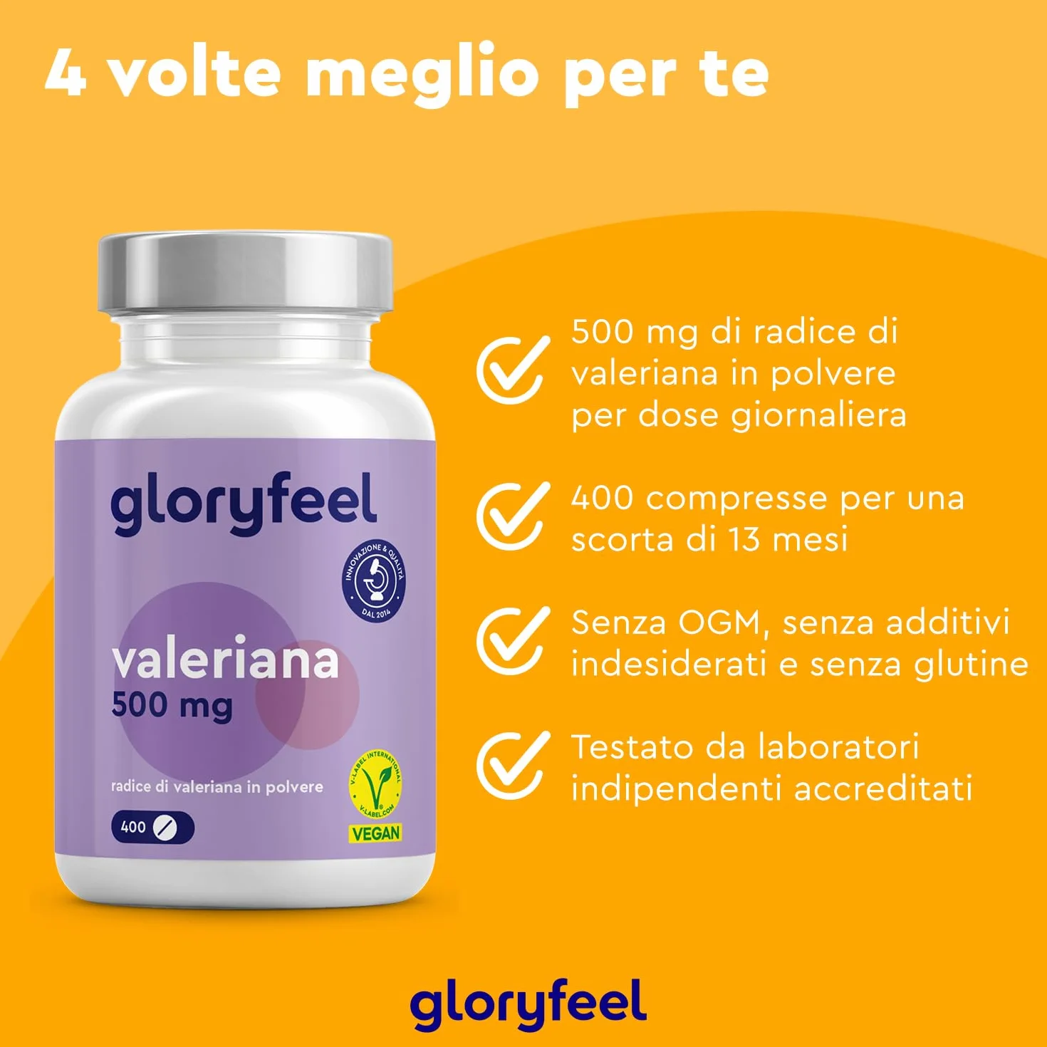 Valeriana Forte 500 mg Radice di Valeriana Pura 400 Compresse Integratore per Dormire e Rilassamento