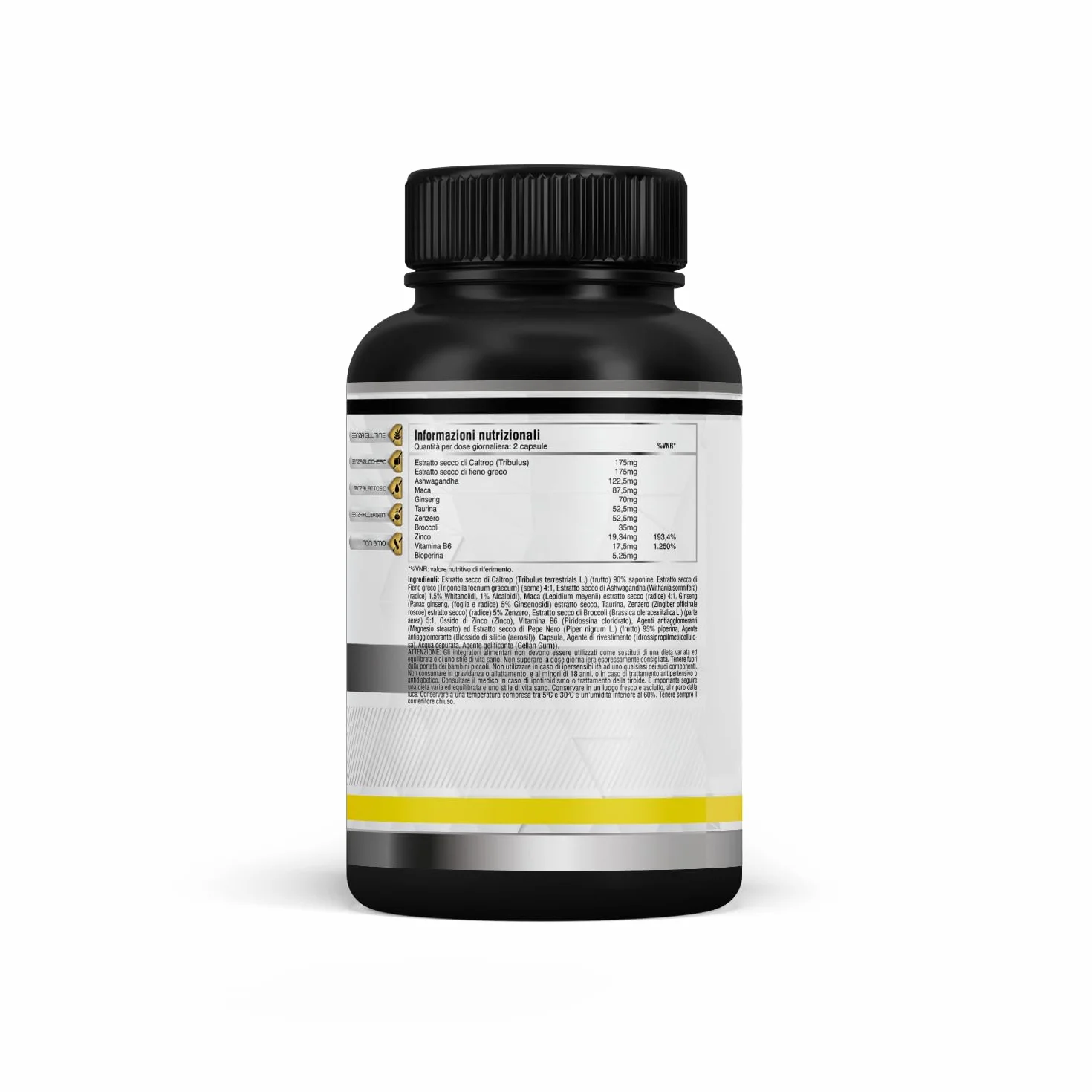 Booster di Testosterone per uomo | Energia, forza, muscolazione e vigore | Maca Andina, Ginseng, Tribulus e Taurina | Aumenta l'energia e migliora le prestazioni sportive e muscolari | 120 caps