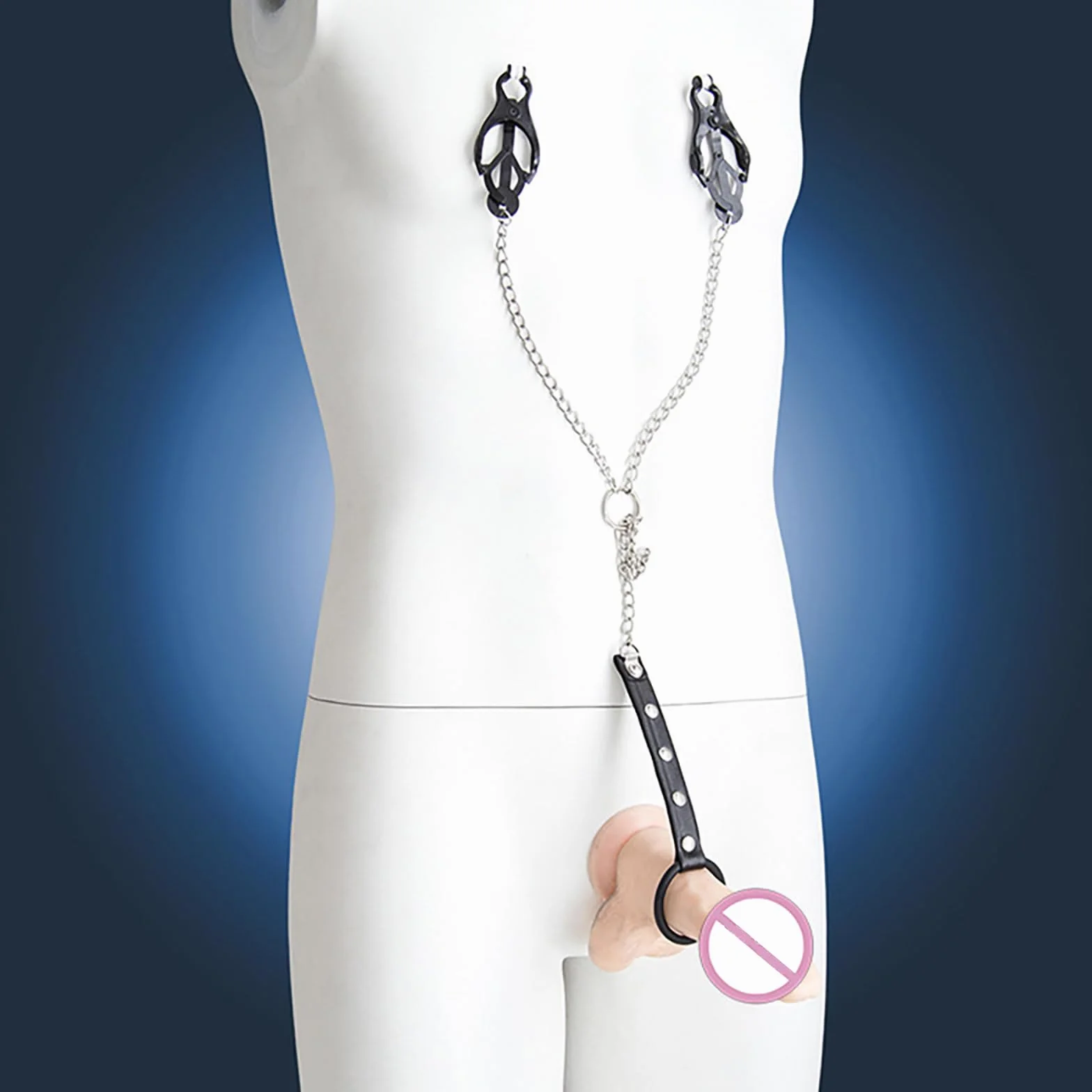 Pinze Capezzoli Uomo Con Catena E Anello Pene – Giochi Capezzoli Regolabili in Metallo Accessori Bdsm Per Coppie