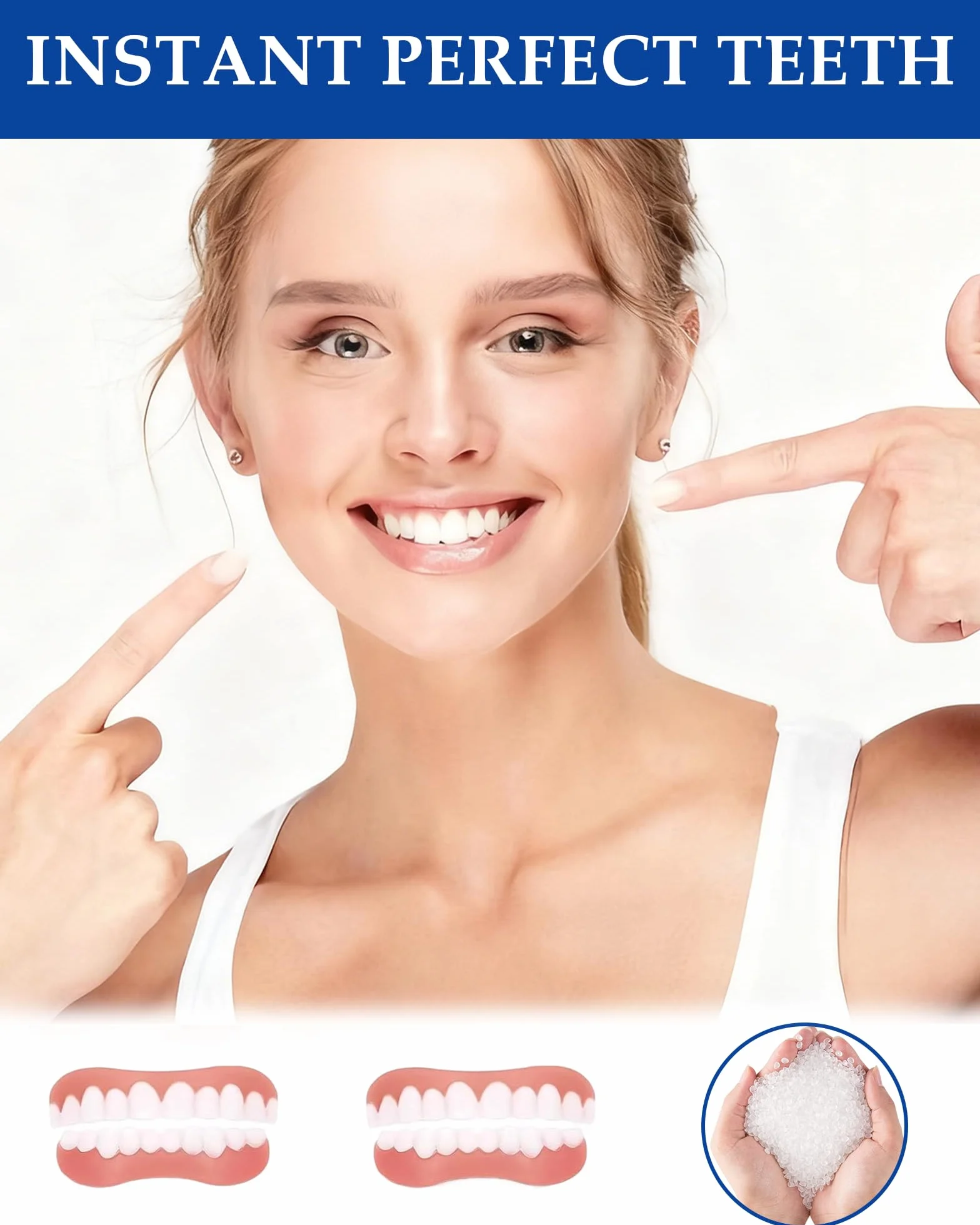 2 Paia Protesi Dentale Universale Faccette Dentali Sorriso Cosmetico Denti Finti Autoadesivi Dentiera Finta Naturale Provvisoria