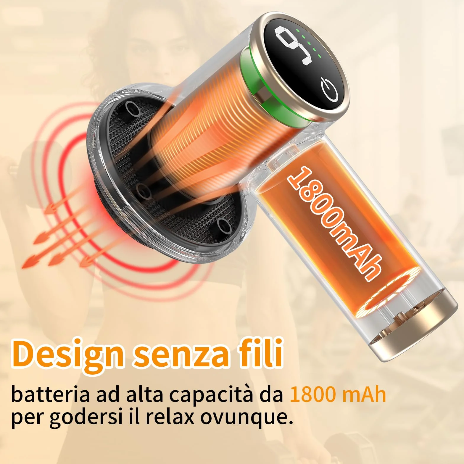 Massaggiatore Elettrico Anti-cellulite Senza Fili Nero, 9 Velocità e 8 Testine, Apparecchio Snellente Avanzato per Corpo e Braccia
