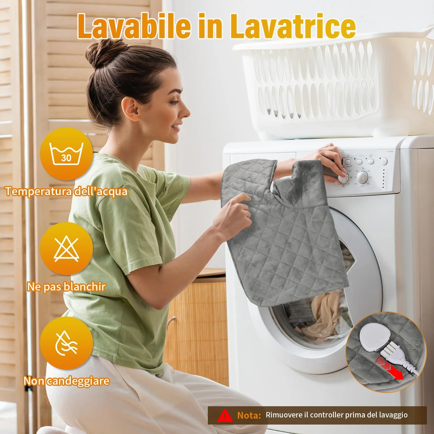 Onherm Termoforo Cervicale e Spalle 48×58cm, Cuscino Termico Elettrico per Collo e Spalle con Spegnimento Automatico, 9 Livelli di Temperatura e Timer 1-4 Ore, Flanella, Lavabile in Lavatrice