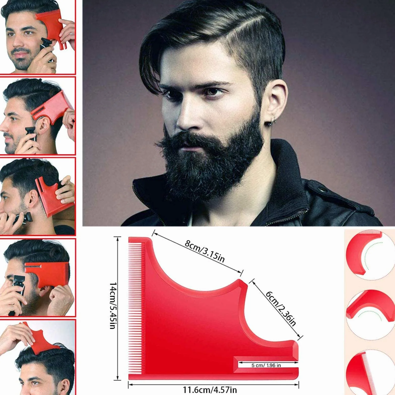 Strumento per modellare Forma Della Barba 4 Pezzi, Sagoma Pizzetto Uomo Pettine Portatile