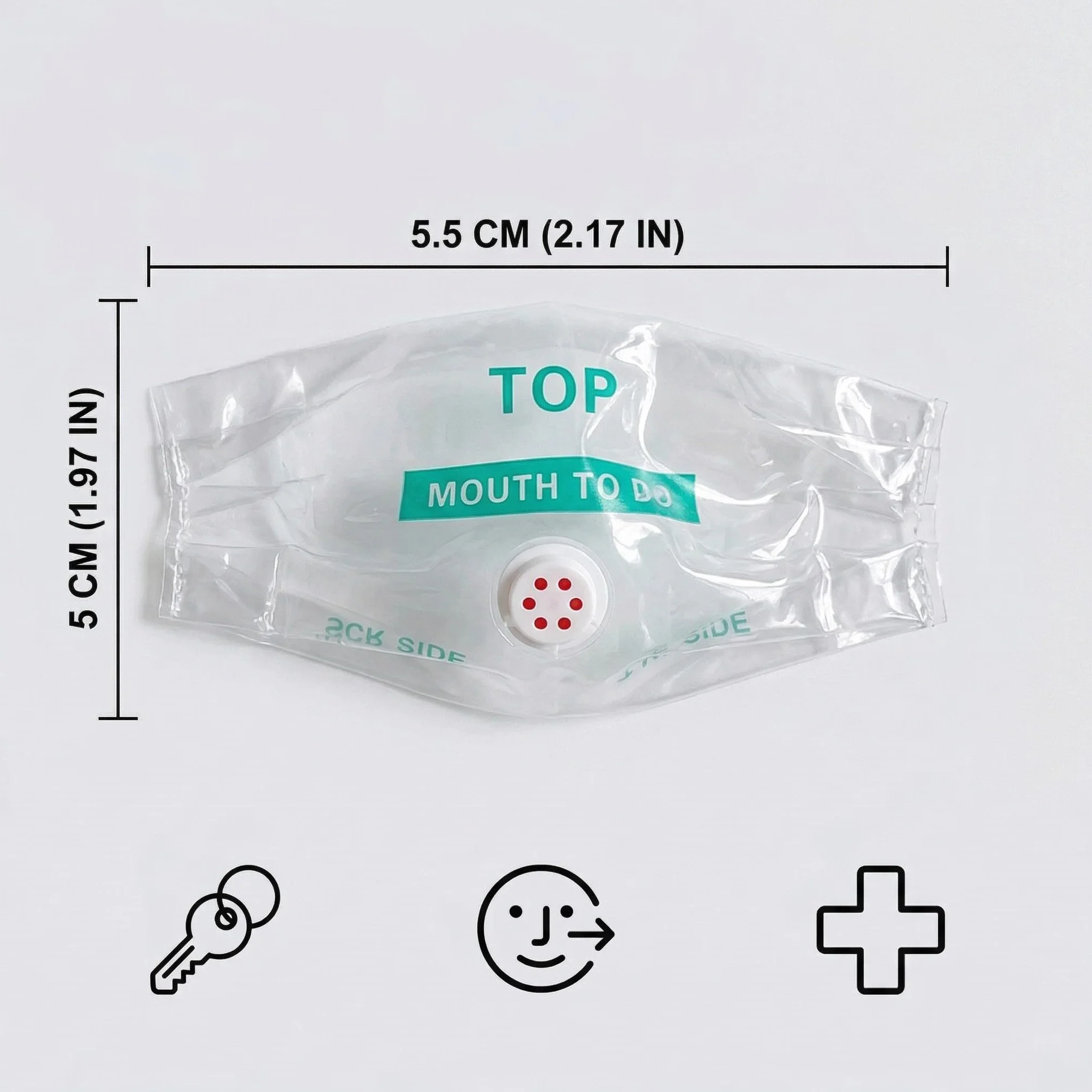 Pocket Mask CPR 5 Mascherine Protezione Viso Emergenza Valvola Unidirezionale Rosso 5x5,5cm
