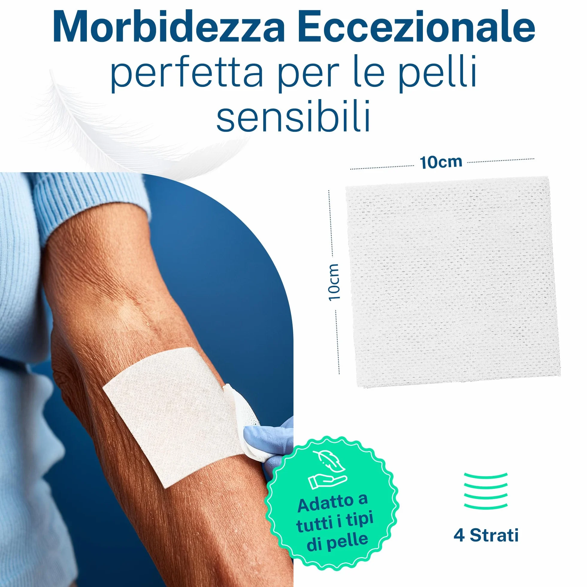 Garze Sterili 10x10 cm 100 pezzi - Garza in tessuto non tessuto per medicazione
