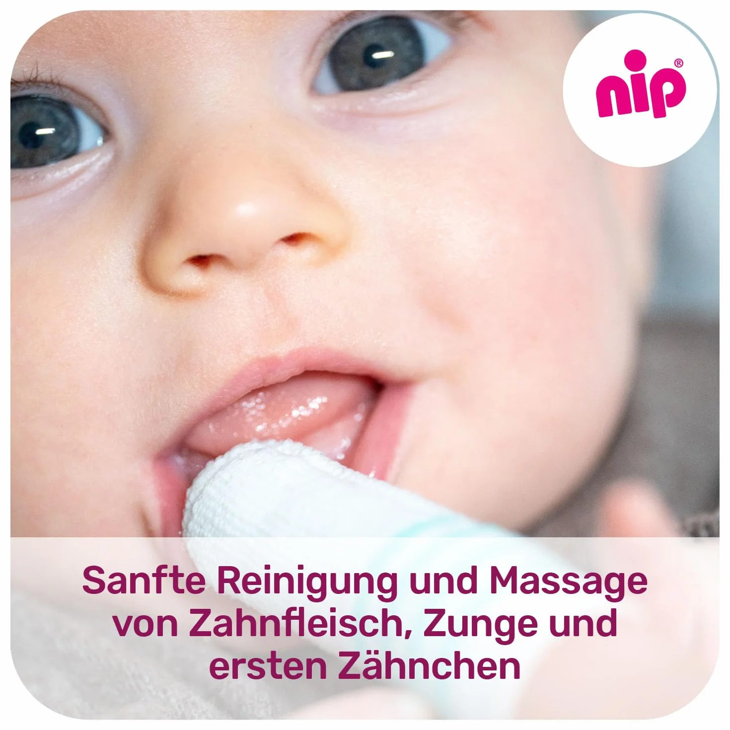 nip - Dita per la cura orale | a partire da 0 mesi | Confezione da 2 pezzi | Spazzolino da denti delicato e morbido per la pulizia e il massaggio di gengive, lingua e primi denti | antibatterico