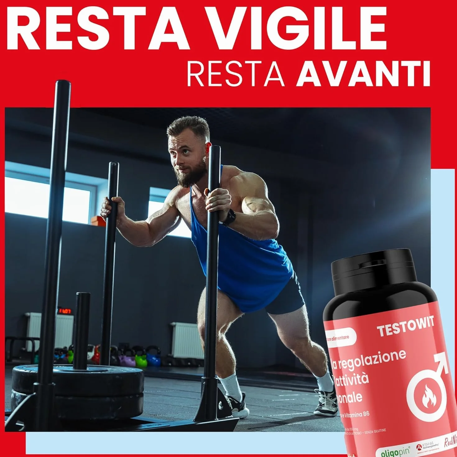 ORBIS TESTOWIT Integratore Naturale per Uomini | Supplemento per la Regolazione Ormonale con Muira Puama, Maca e Ashwagandha | aumenta la vitalità naturale | Forza & Energia Uomo | 120 Capsule