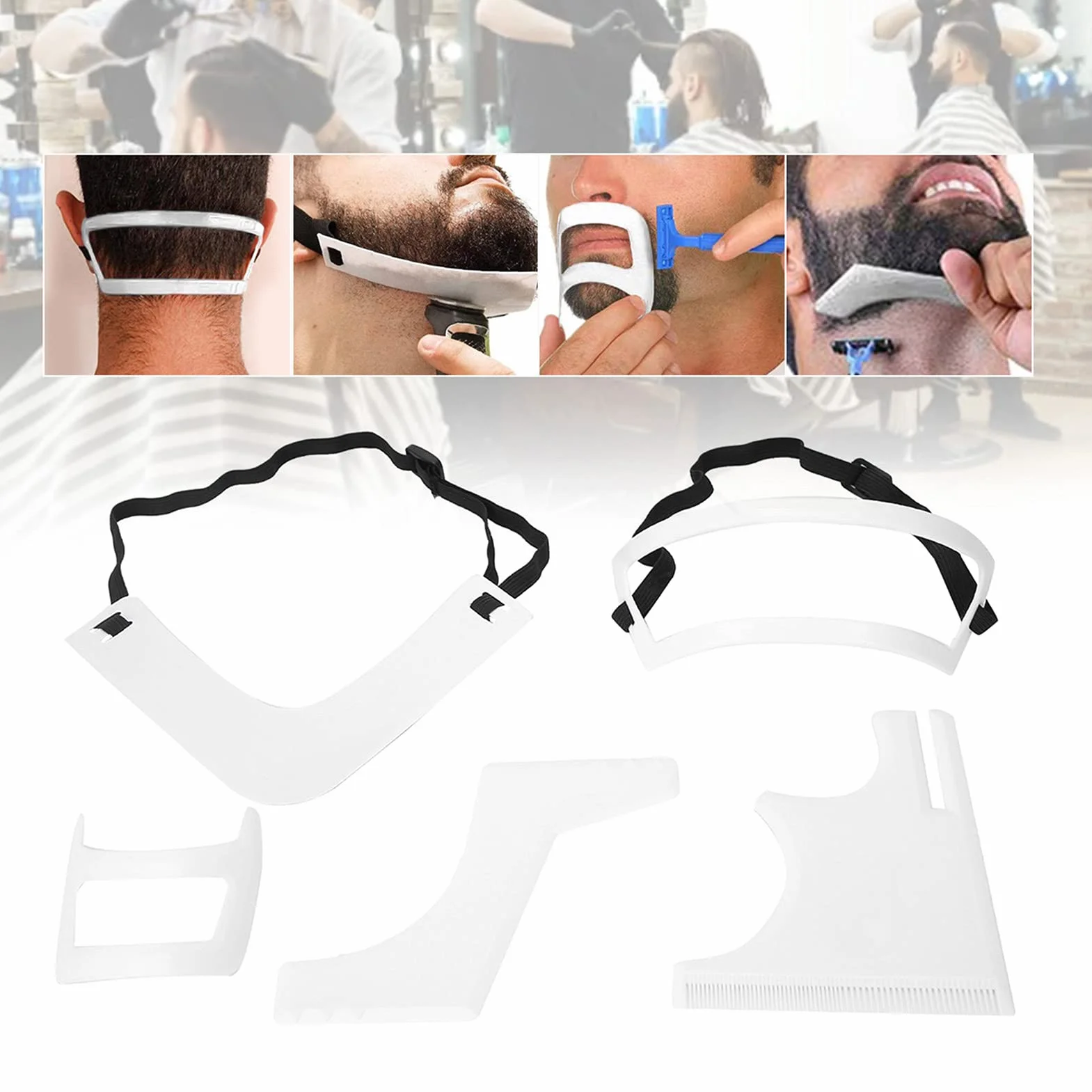 Set di 5 pezzi per il taglio della barba, set di strumenti per modellare la barba da uomo, per la rasatura di pizzetto e scollatura, guida per la barba, styling della barba
