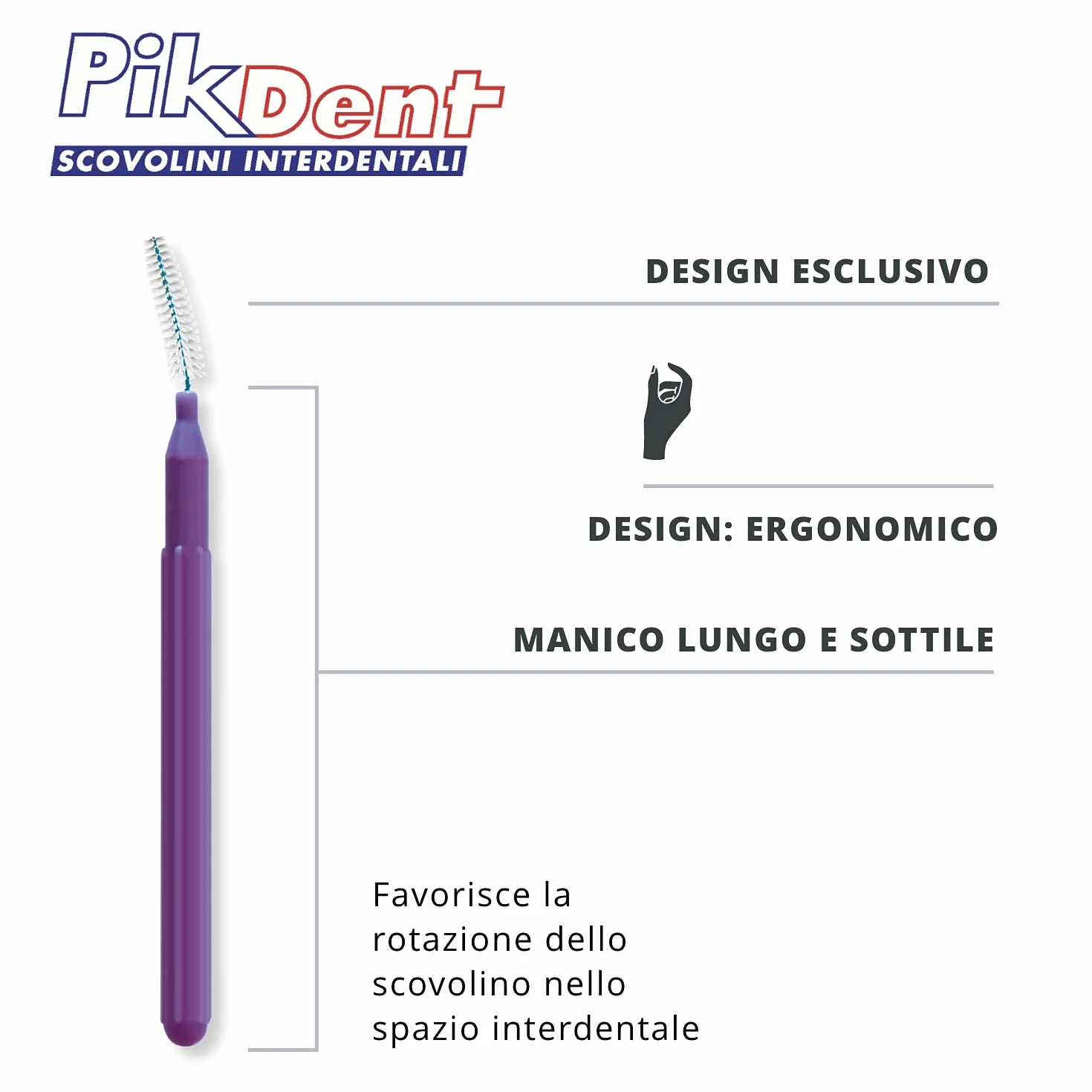 Pikdent Scovolini Interdentali Anima Acciaio Rivestito Setole Tynex Misura 1 Grigio 0,4 Mm Cilindrico 20 szt.