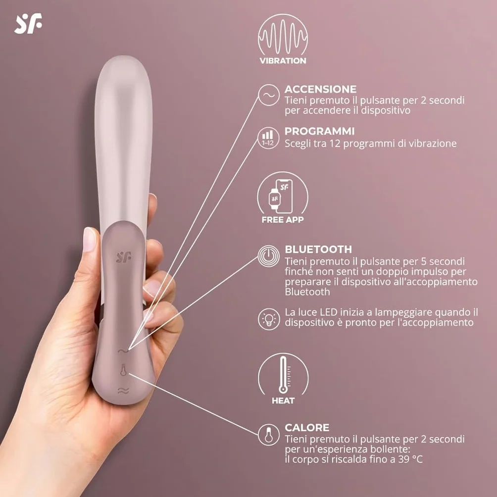 Satisfyer Heat Wave Connect App Dildo Vibrator | Vibratore coniglietto Bluetooth per Donne | Con Funzione Calore e Controllo App | Sex Toys Stimolazione Vibrante | Silicone di Grado medico