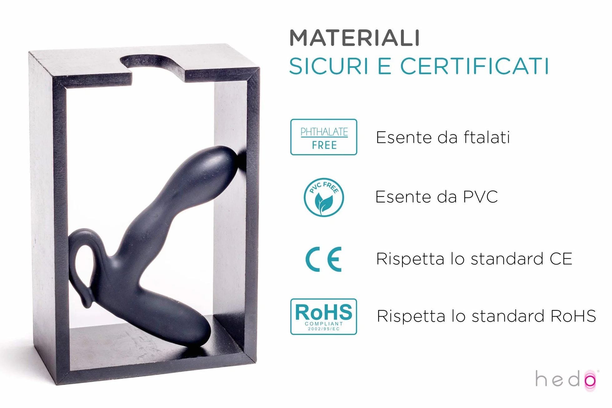HEDO R6 | Vibratore sessuale per uomo | Massaggiatore prostatico | Silicone medico privo di PVC e ftalati | Ricaricabile | Ideale per la stimolazione della prostata | Dilatatore anale (Nero)