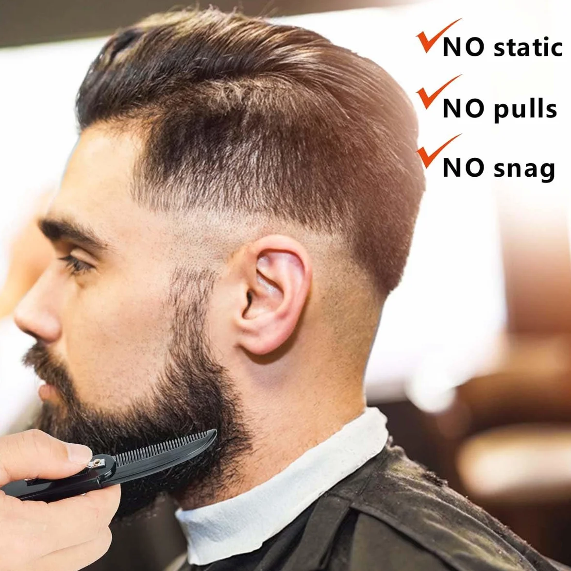 Confezione da 2 pettini per barba pieghevoli per uomo pettine per baffi pettine piccolo tascabile pettine per baffi pettine per capelli portatile per styling uomo pettini per barba e baffi