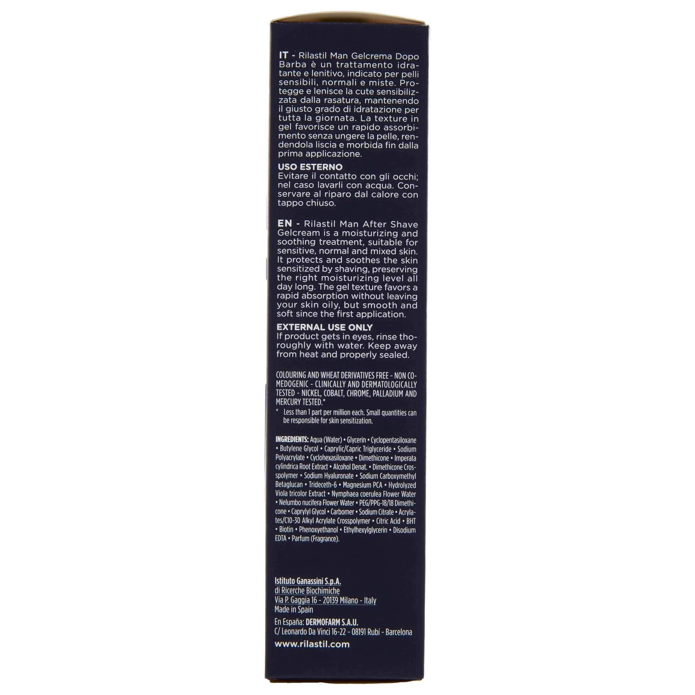 Rilastil Man Gel Crema Dopobarba, Trattamento Idratante e Riequilibrante, Pelli Sensibili, Normali e Miste, Riequilibrante e Lenitivo, con Acido Ialuronico, Confezione da 75ml