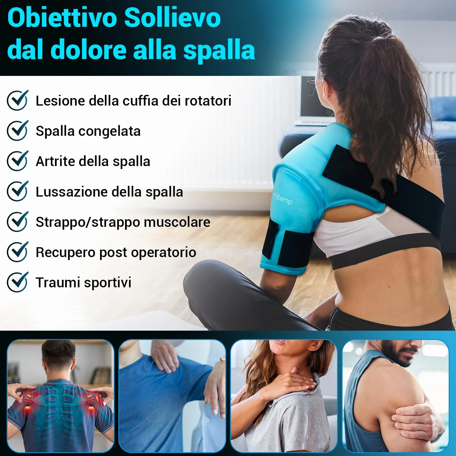Comfytemp Borsa del Ghiaccio 3D per Spalla, Terapia Calda e Fredda, Sinistra e Destra (S/M)
