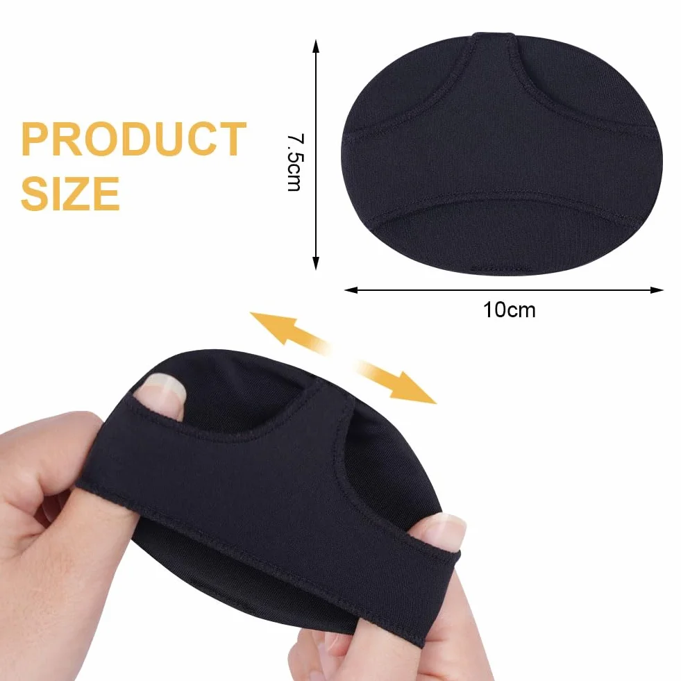 LOPHE Cuscinetti Metatarsali 2 Pezzi in Tessuto, Cuscinetto Metatarsale Traspirante Morbido, Metatarsal Pads per Scarpe e Piedi, Nero