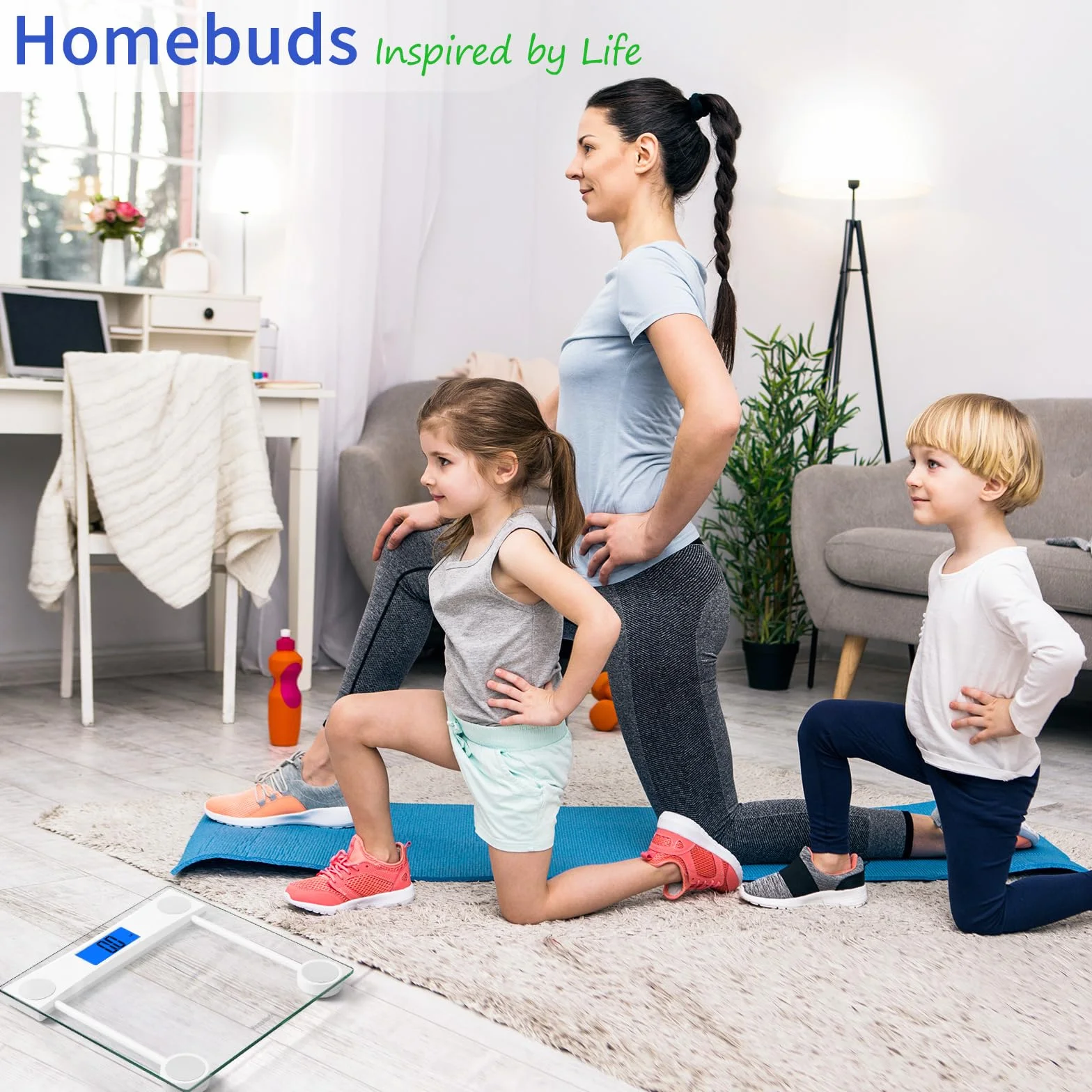 Homebuds Bilancia Pesapersone, Alta Precisione Assicurato dalla fabbrica professionale di Bilancia Pesapersone Digitale dal 2001, LCD retroilluminato blu e Step-On, 2*AAA, 182kg, Vetro Trasparente