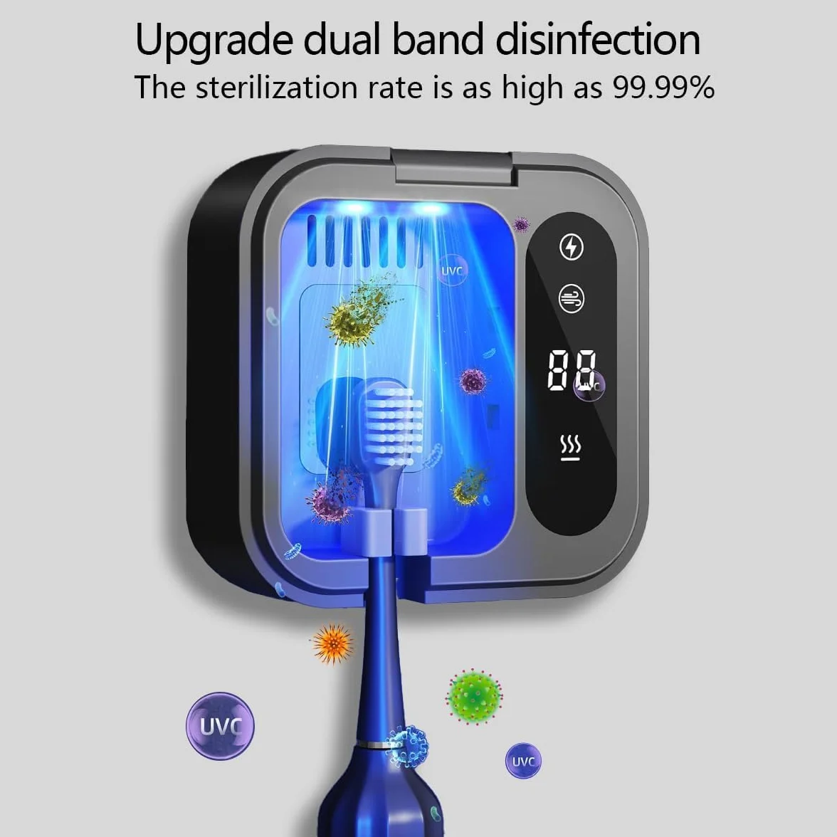 Sterilizzatore Spazzolini Da Denti Uv Disinfettante Per Spazzolini A Basso Rumore, Sterilizzatore Per Spazzolini 1000mah Scatola Portatile Per Asciugatura E Disinfezione, Bianco