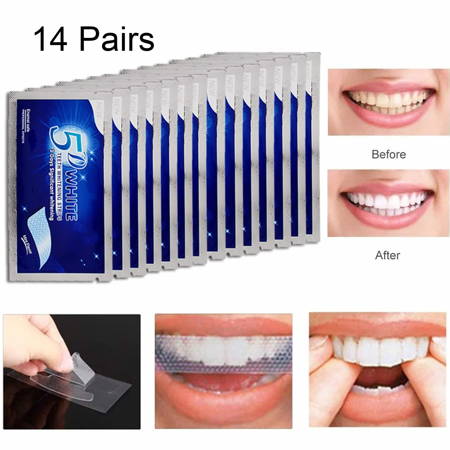 Strisce Sbiancanti Denti, 28 Striscie Sbianca Denti,Sbiancante Denti per lo Sbiancamento e la Pulizia dei Denti