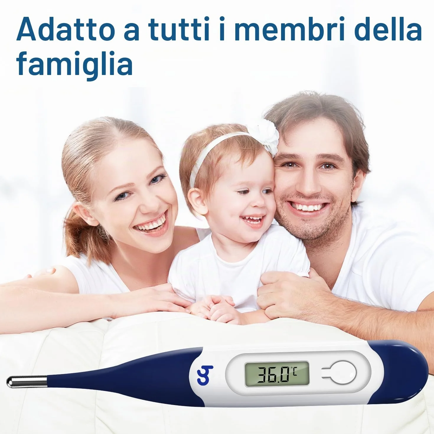 Femometer Termometro Digitale Orale per Febbre, Lettura Rapida Temperatura Corporea per Bambini Adulti Neonati Bianco