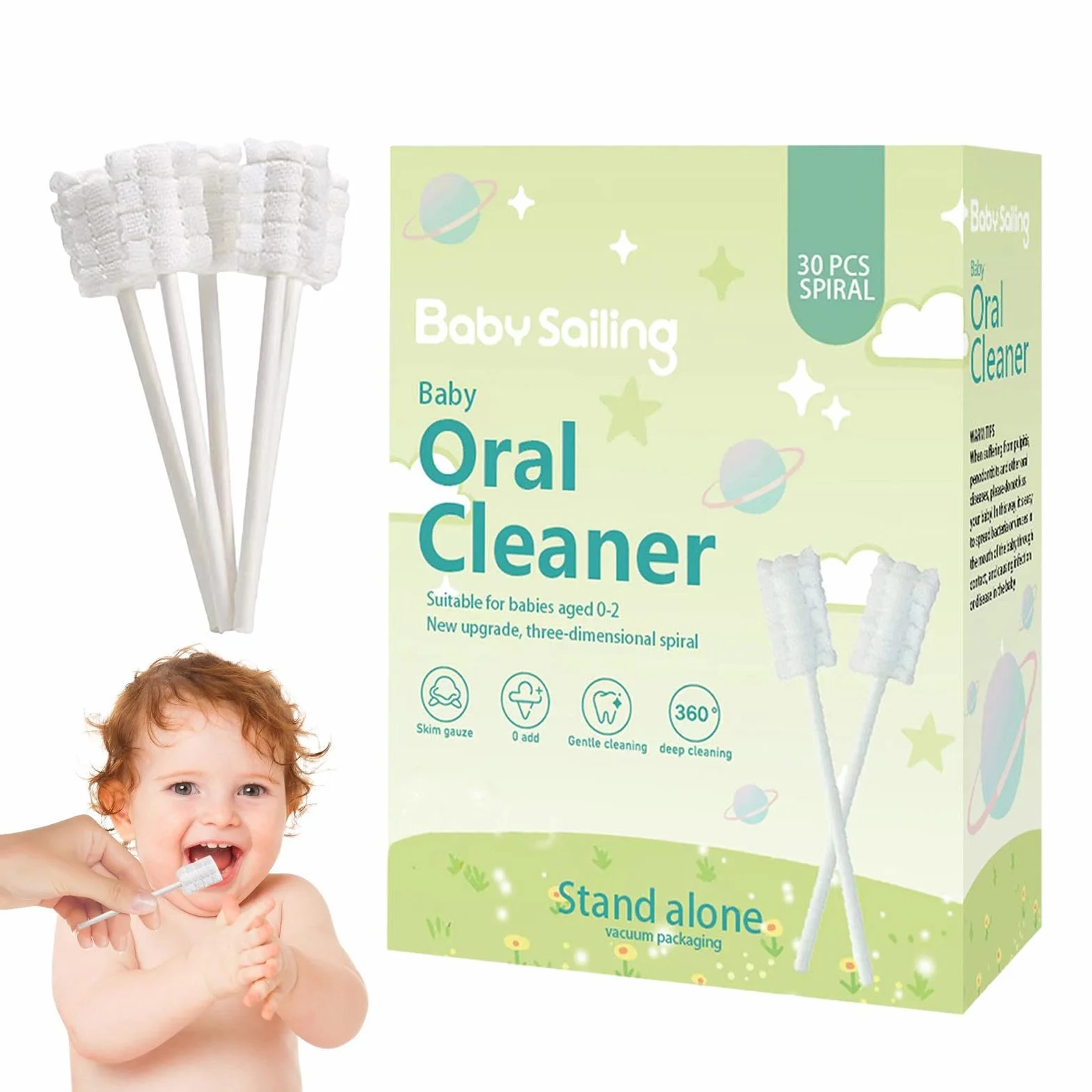 Neonato Garze Dente Spazzolino - Cleaner e Salviette Dentali per Bambini | Manico Carta Tampone, Set Pulizia Lingua, Pacchetto Cura Orale da Viaggio