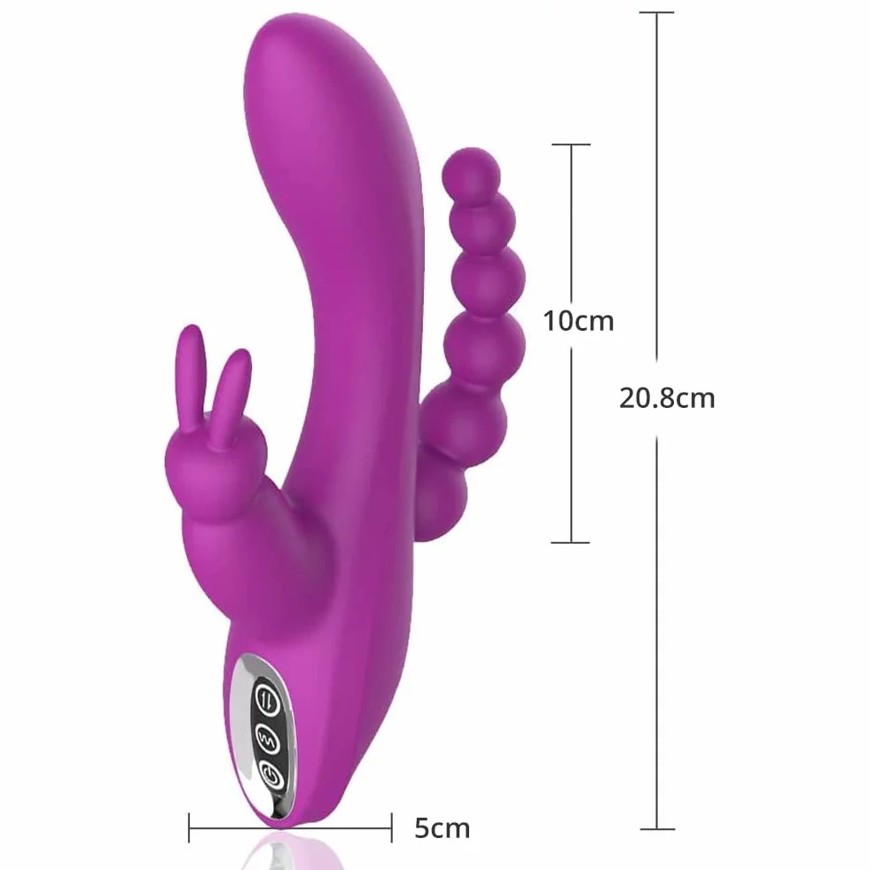 SXOVO 3 in 1 Rabbit Vibrator Stimolatore Anale Clitorideo G-Spot Ricaricabile con 7 Modalità di Vibrazione, Giocattolo Sessuale Impermeabile in Silicone per Donne e Coppie (Viola)