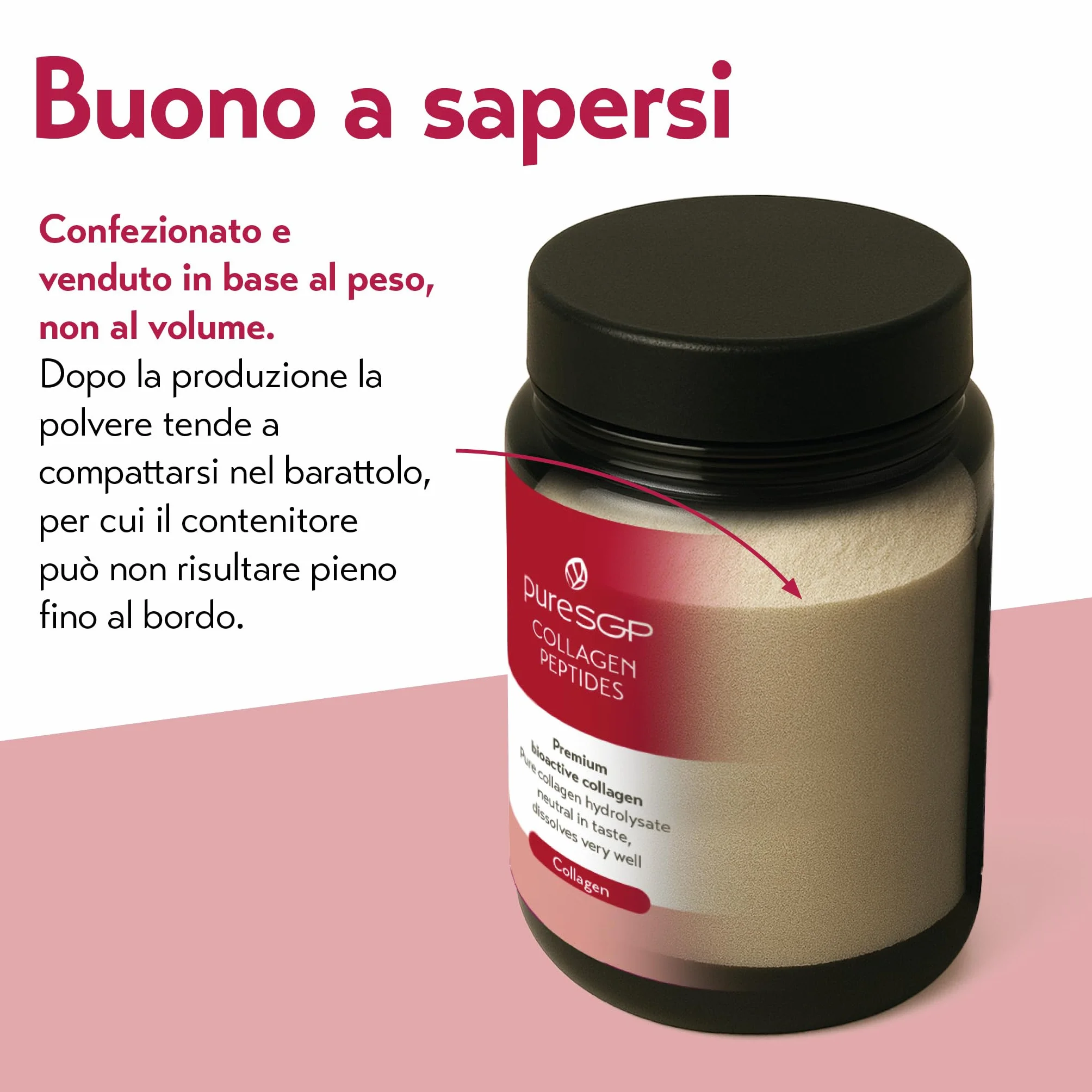 PureSGP Collagen 300g Collagene Puro Qualità Farmaceutica Peptidi Bioattivi Vitamina C Biotina Gusto Neutro