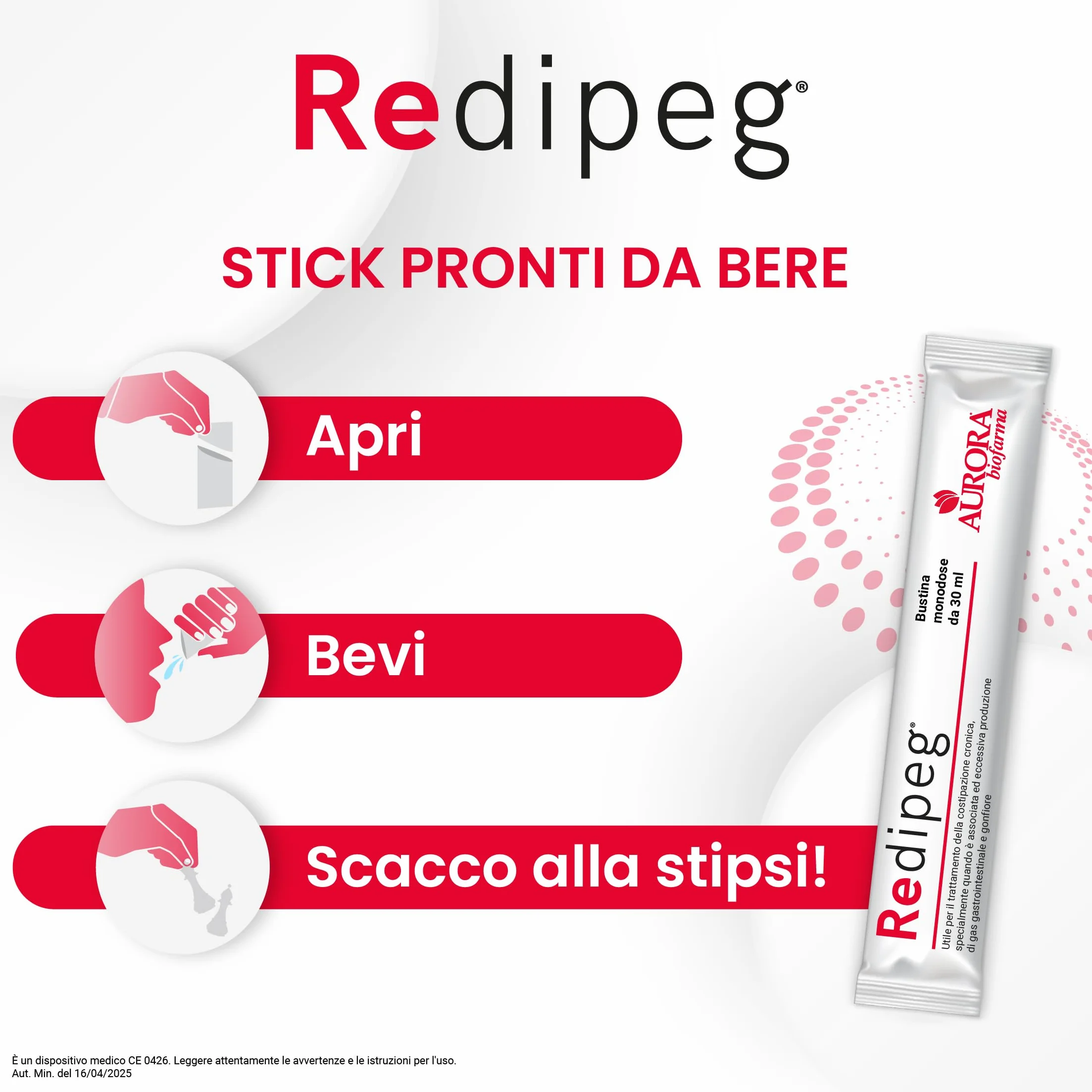 Aurora Biofarma Redipeg Dispositivo Medico per la Stitichezza 20 Stick 30ml