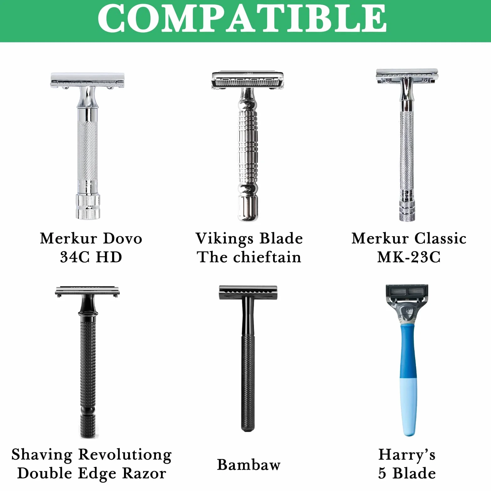 Linkidea Supporto per rasoio, supporto in acciaio inox per la cura della persona, accessori per il bagno e la doccia, compatibile con Merkur 34HD, lama Vikings (argento)