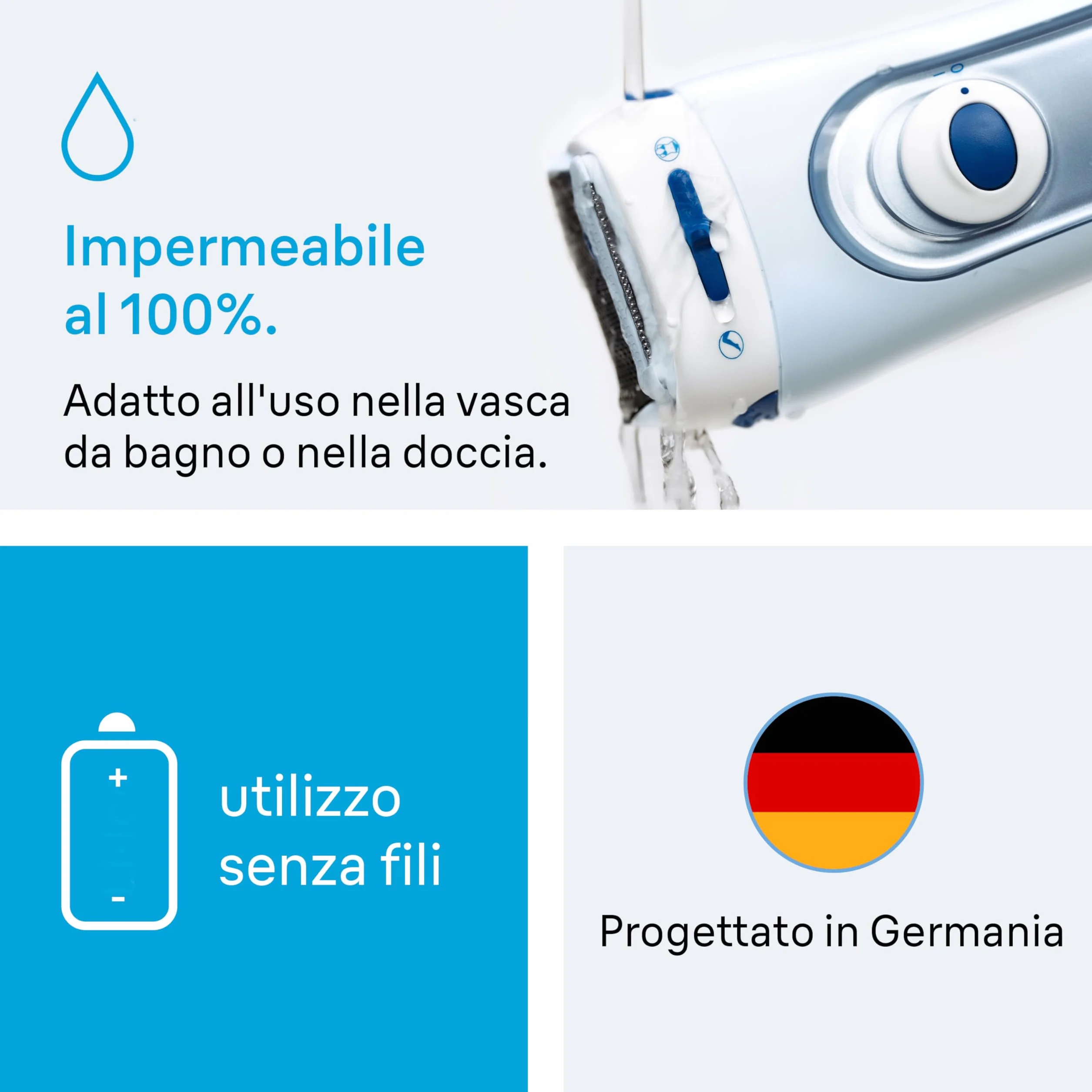 Braun Silk-épil LS5-160 Rasoio Donna Elettrico senza Fili, Rifinitore e Sistema Esfoliante Wet&Dry 3 in 1 con 2 Accessori, Blu