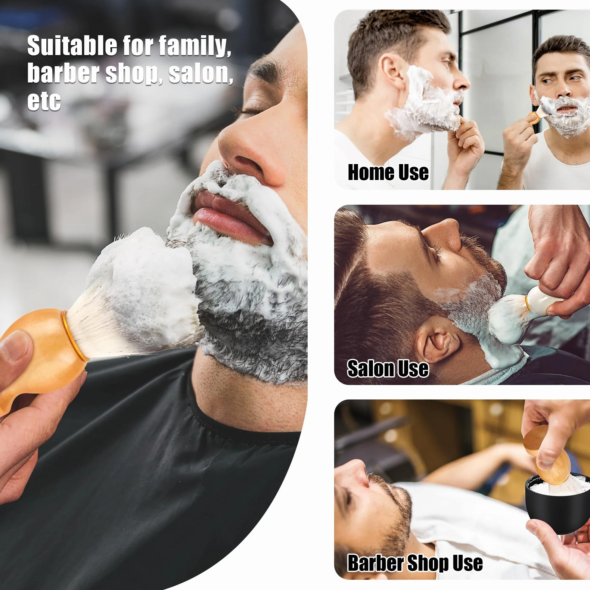 Pennelli da Barba, Ciotola da barba, Ciotola in Acciaio Inox, per la Rasatura a Casa, Dal Parrucchiere e Nel Salone (nero)